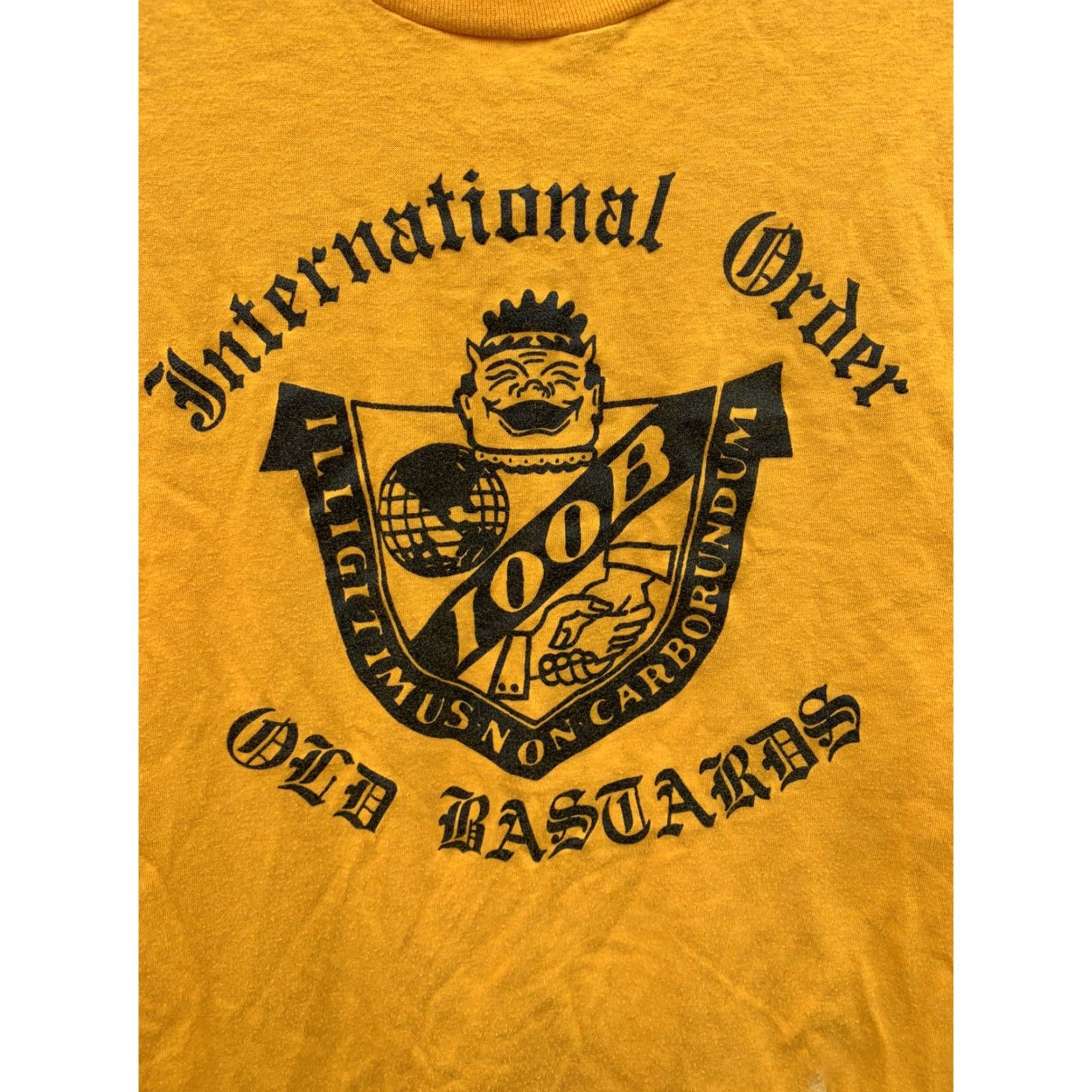 Hanes VINTAGE Hanes T-Shirt IOOB Old Bastards Graphic Print Crew Neck Short Sleeve L Yellow 50/50 Cotton Polyester Men Size US L / EU 52-54 / 3 - 3 Thumbnail