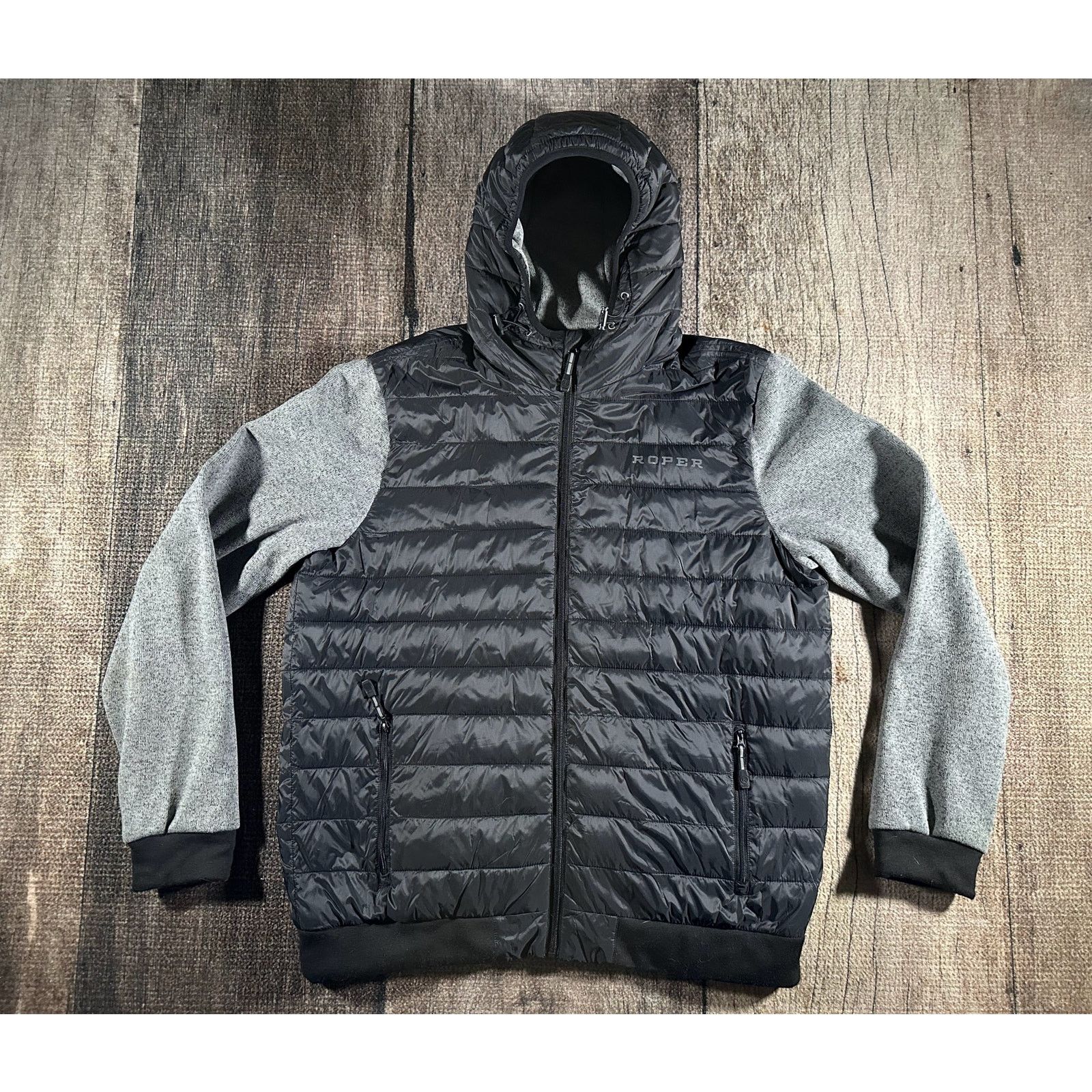 Roper Roper Mens Down Puffer Hooded Jacket Coat Mens Large Black Size US L / EU 52-54 / 3 - 1 Thumbnail