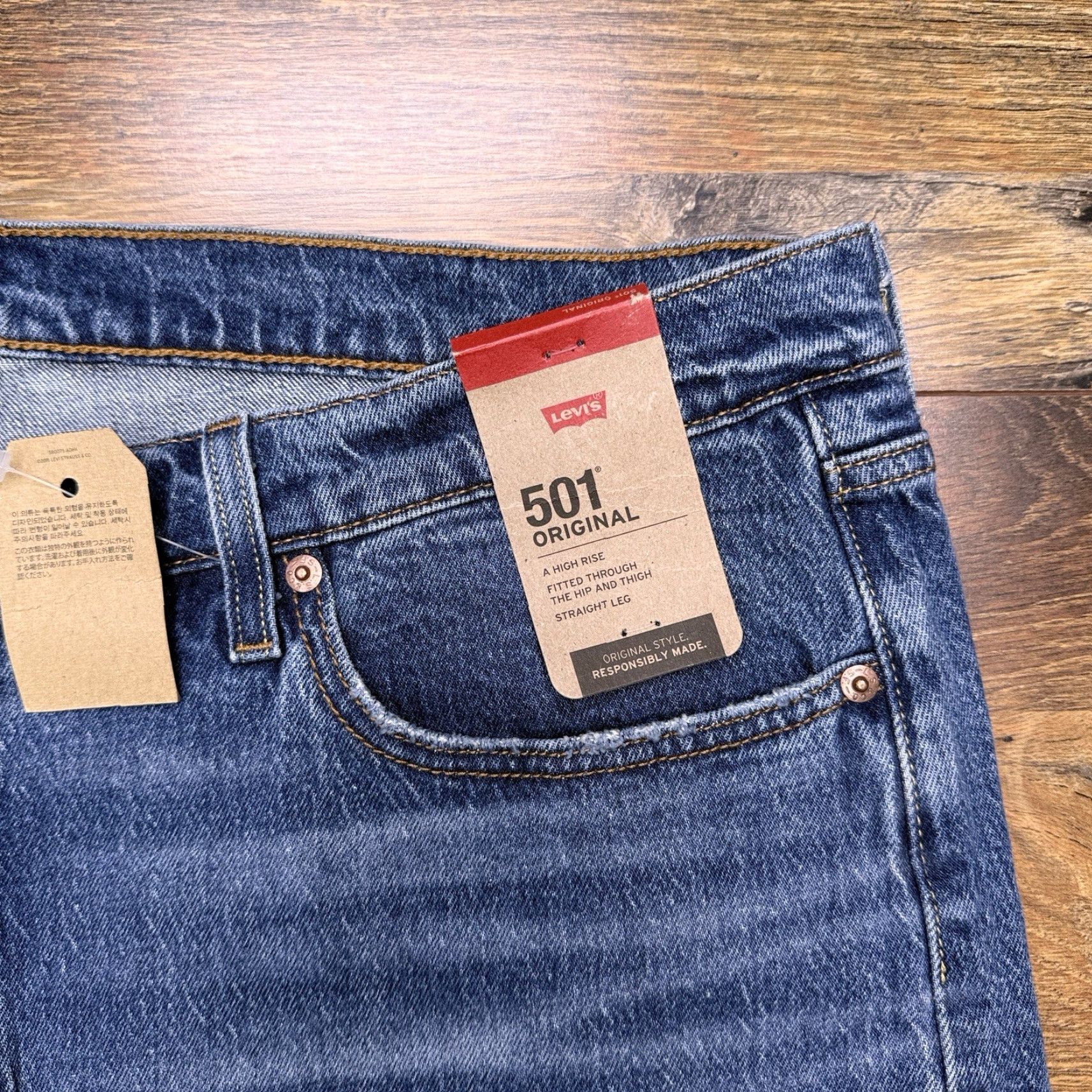 Levi's Levi's 501 Jeans Womens 18W High Rise Stretch Straight 5-Pocket Denim Blue NWT Size 40" / US 18 - 4 Thumbnail