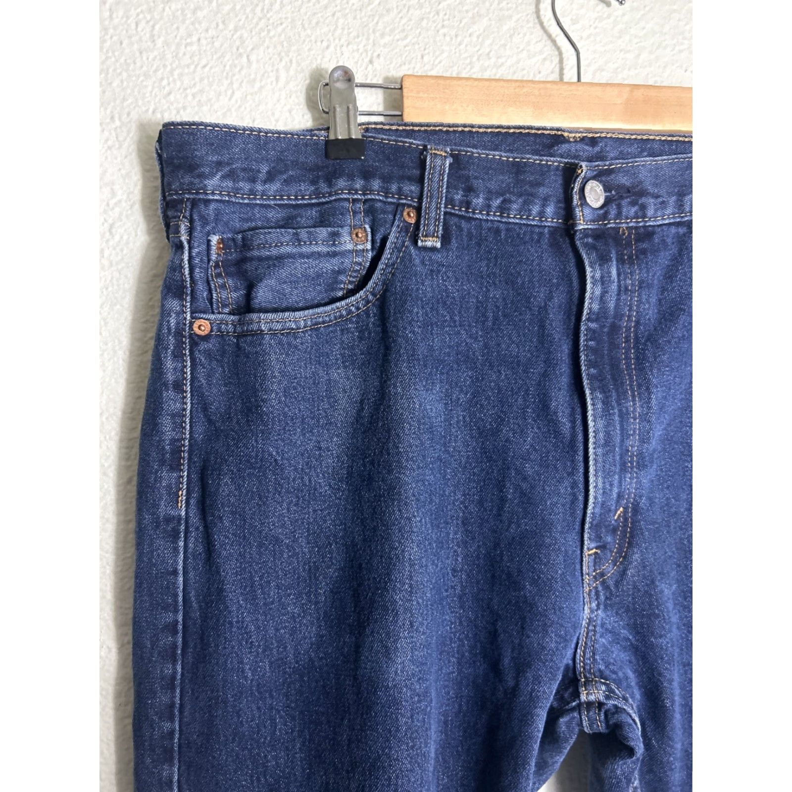 Levi's Levi's 505 Jeans Dark Wash Blue 40x30 Straight Mens Regular Size 40 Inseam 30 Color Blue Area Jeans Size US 40 / EU 56 - 4 Thumbnail