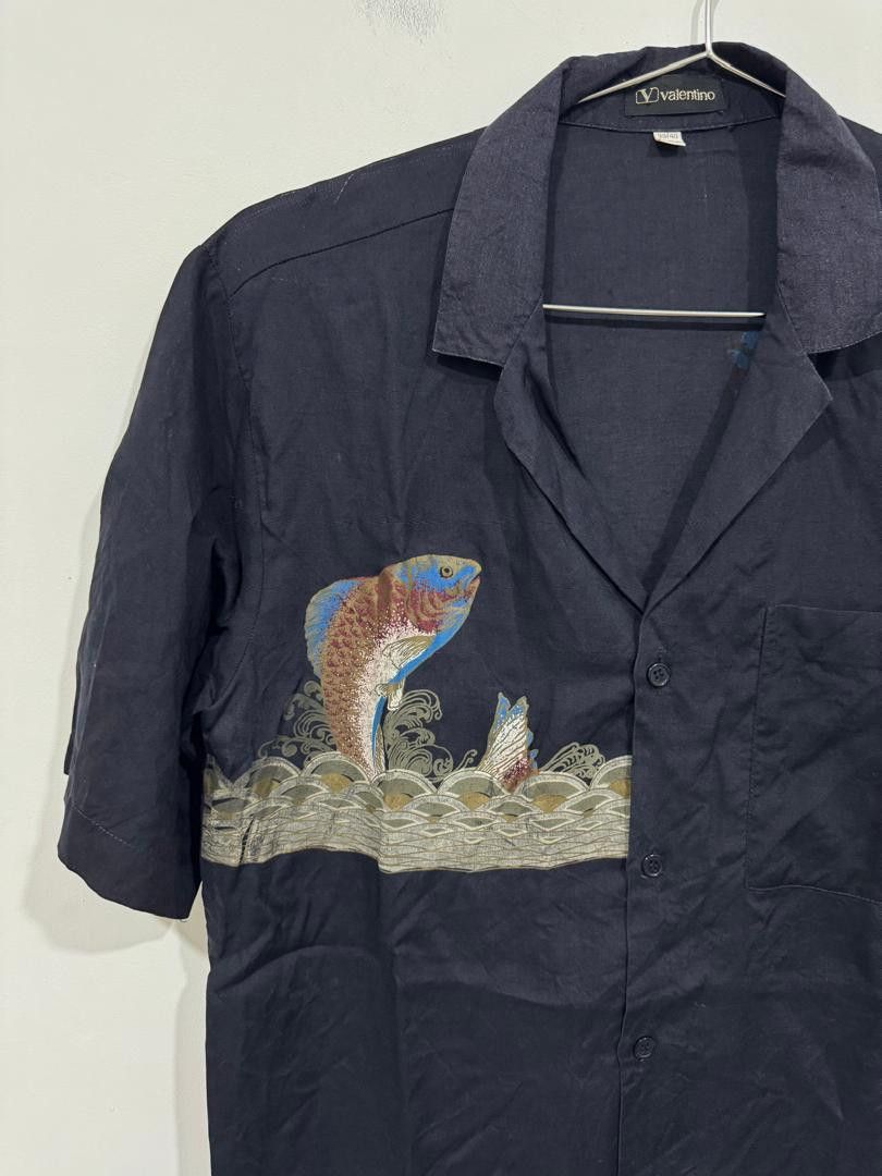 Valentino Vintage 80s Valentino Fish Motif Shirt Size US M / EU 48-50 / 2 - 3 Thumbnail