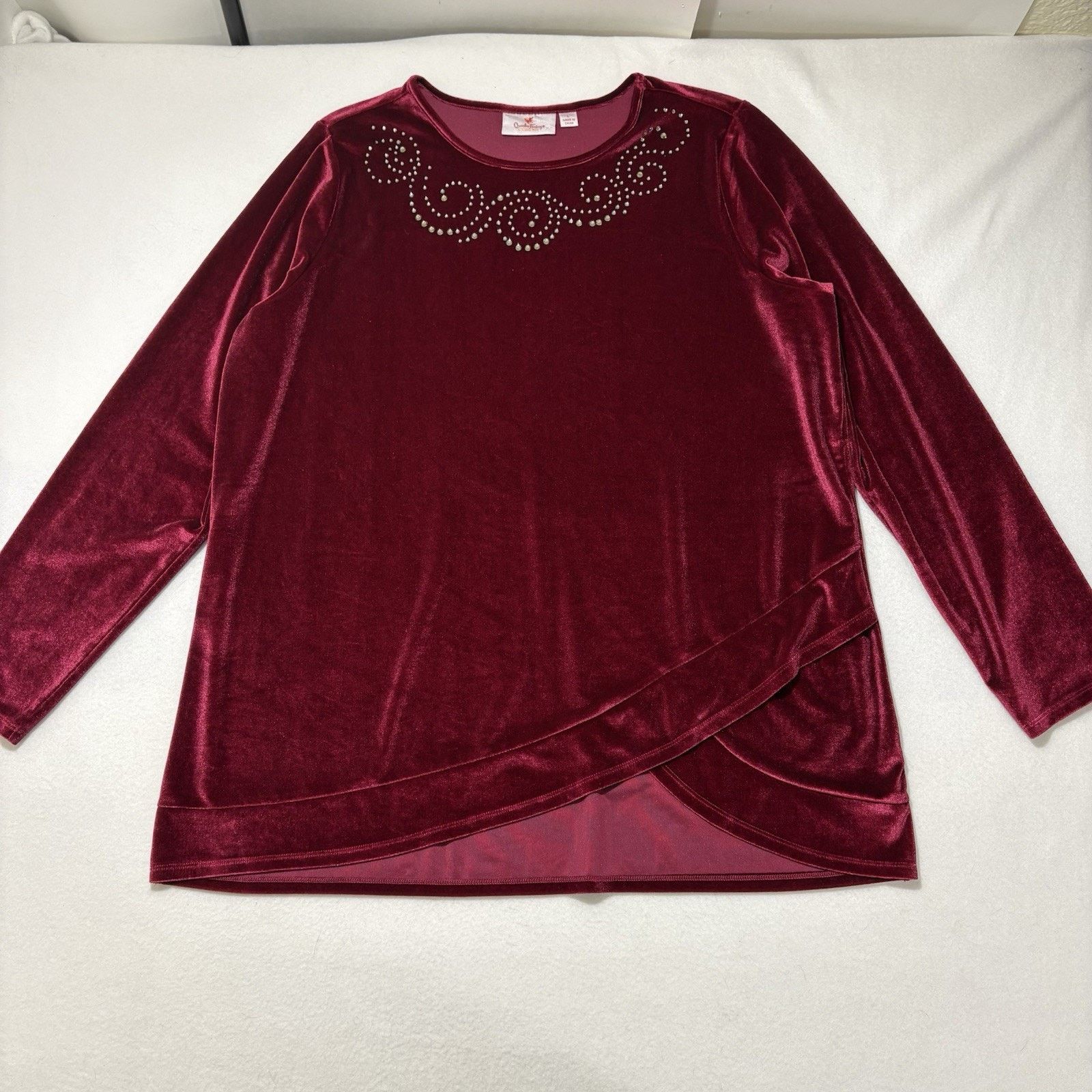 Other Quacker Factory Large Velour Sweatshirt Rhinestone Velvet Size L / US 10 / IT 46 - 1 Thumbnail