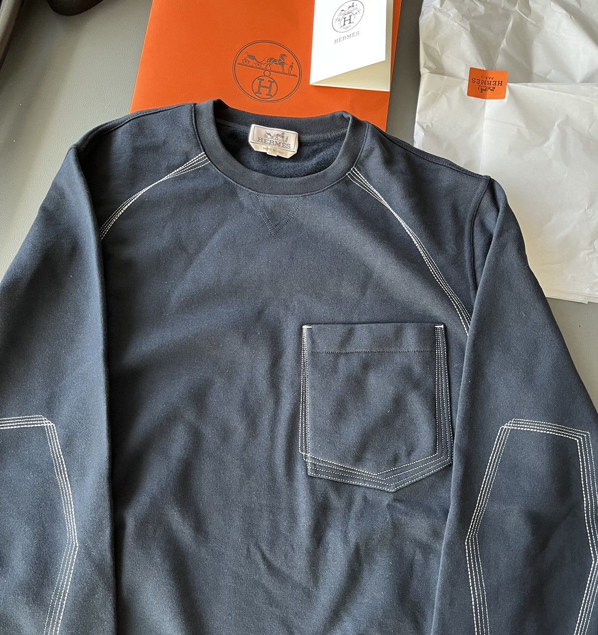Hermes Hermes Super Runway Brand New Stitching Crewneck Sweatshirt Size US L / EU 52-54 / 3 - 13 Thumbnail