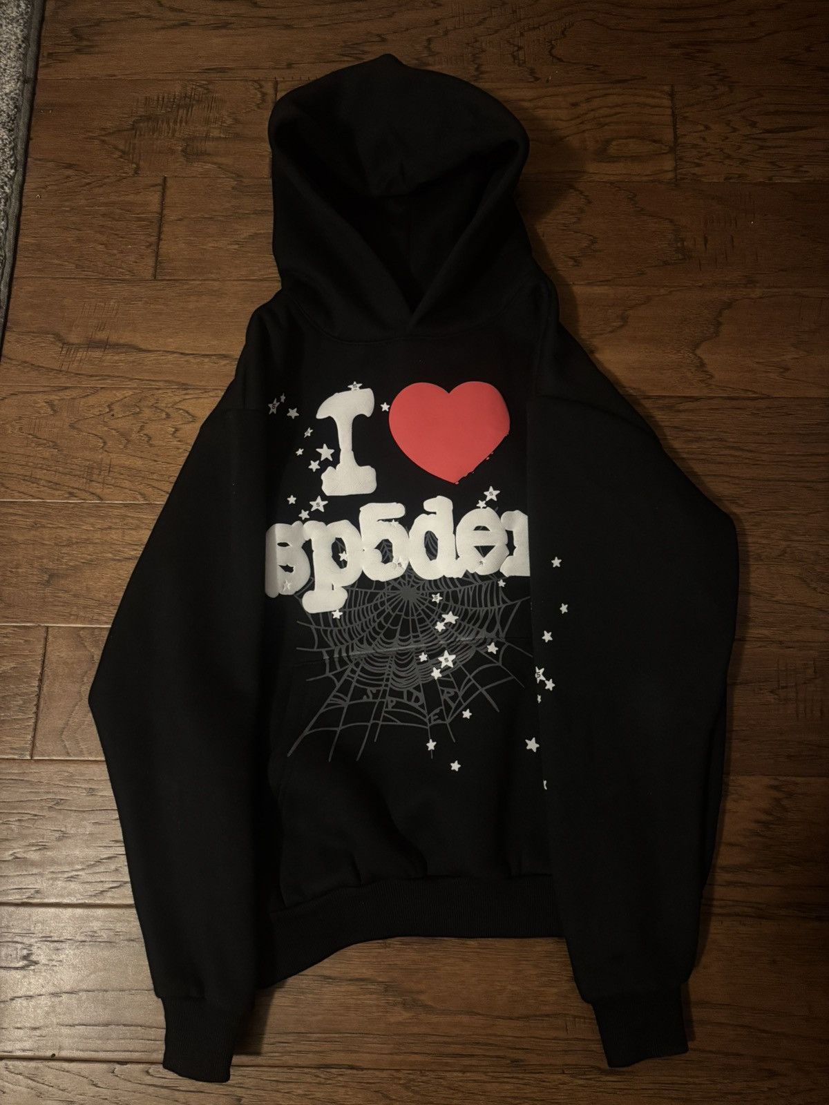 Sp5der Sp5der I Heart SP5 Souvenir Hoodie (Black) | Grailed