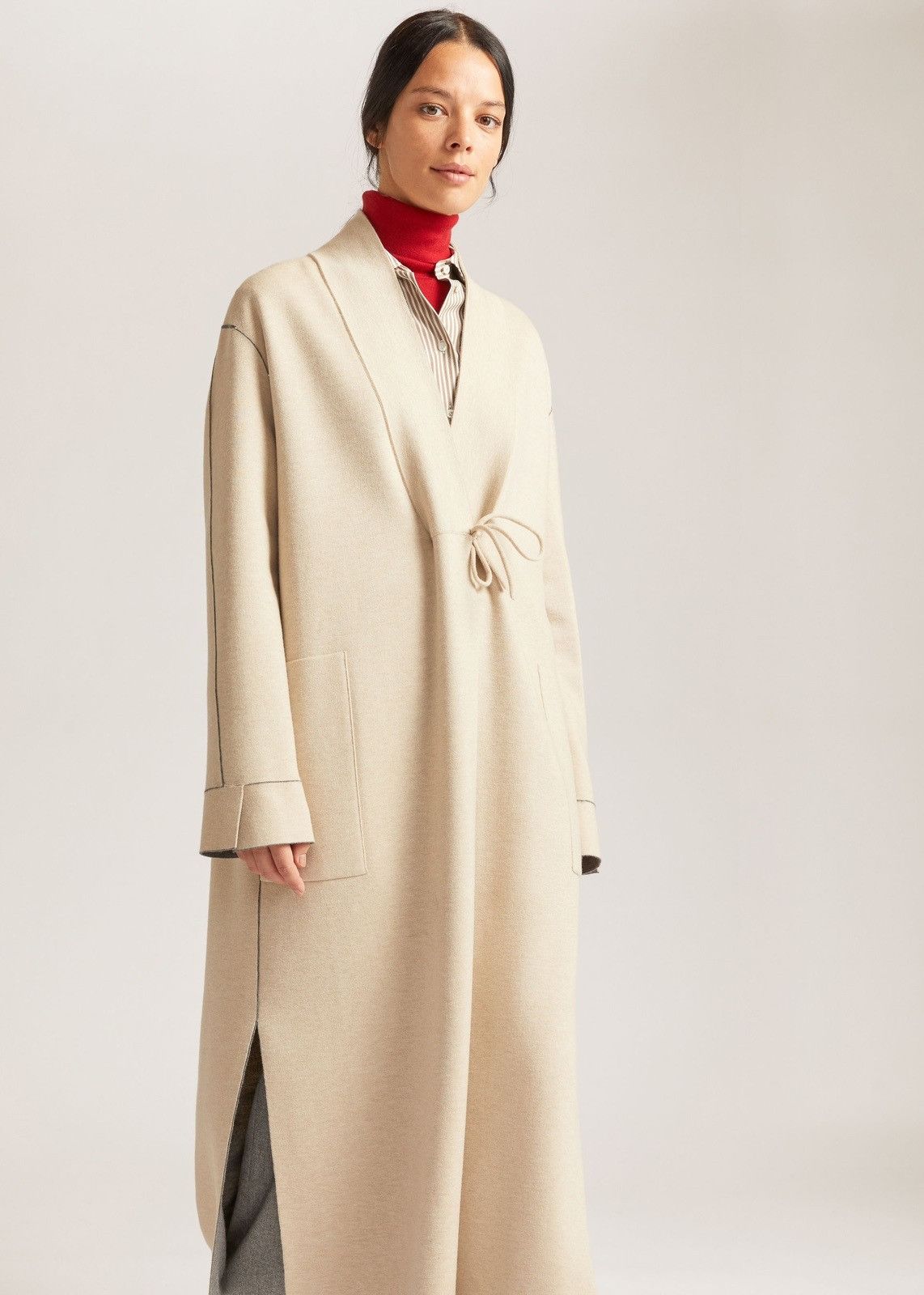 Loro Piana o1srvl11e0824 Burford Cashmere Coat in Ivory Size XS / US 0-2 / IT 36-38 - 3 Thumbnail