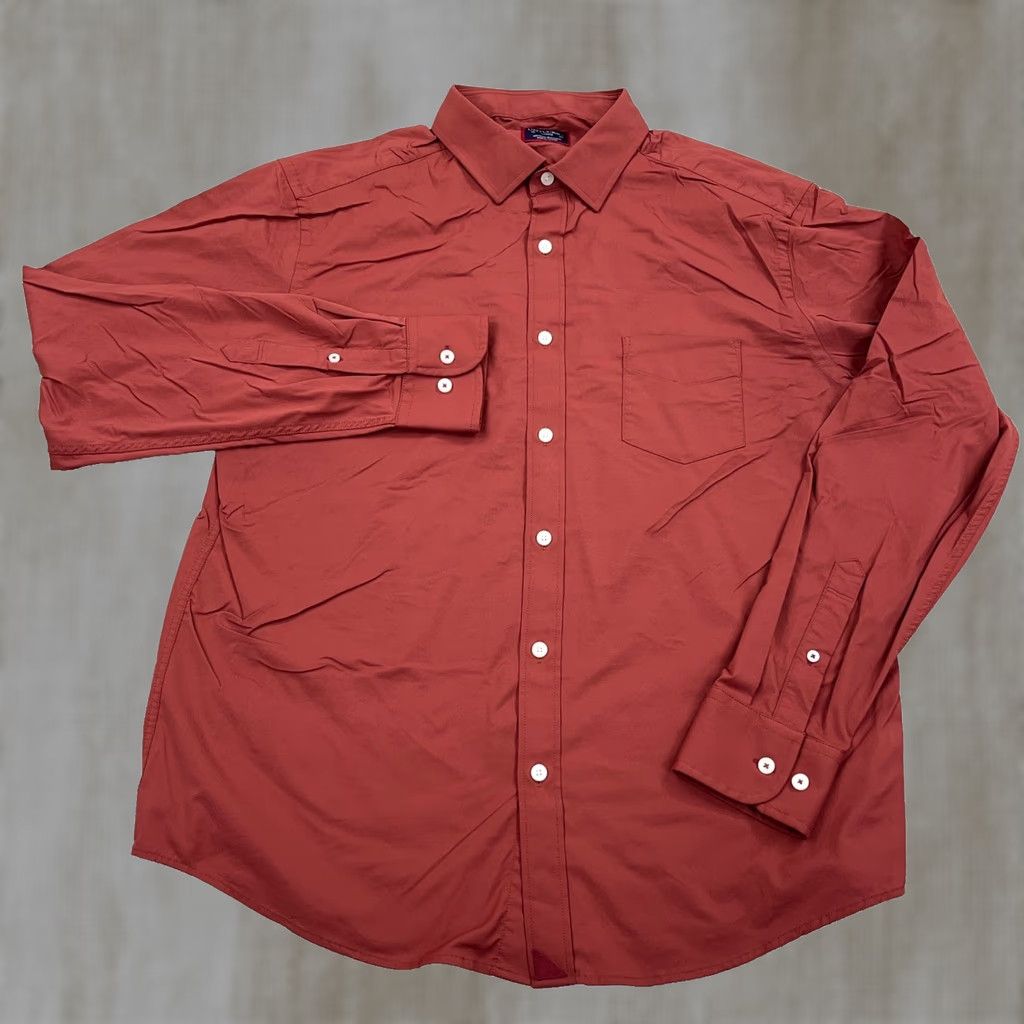 UNTUCKit UNTUCKit Shirt Men Large Orange Button-Up Nylon Performance Stretch Pocket Dress Size 42R - 1 Thumbnail