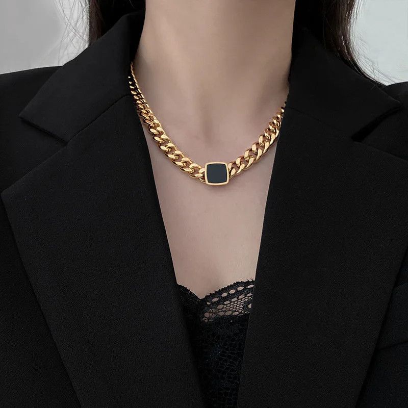 Jewelry × Vintage heart-shaped black stone necklace Size ONE SIZE - 1 Thumbnail