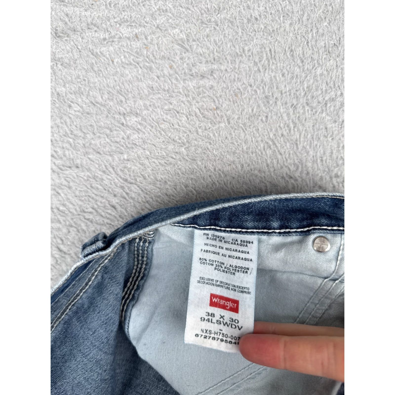 Wrangler Wrangler Jeans Mens 38x30 Blue Denim Straight Leg Carpenter Triple Stitched Work Jeans Size US 38 / EU 54 - 6 Thumbnail