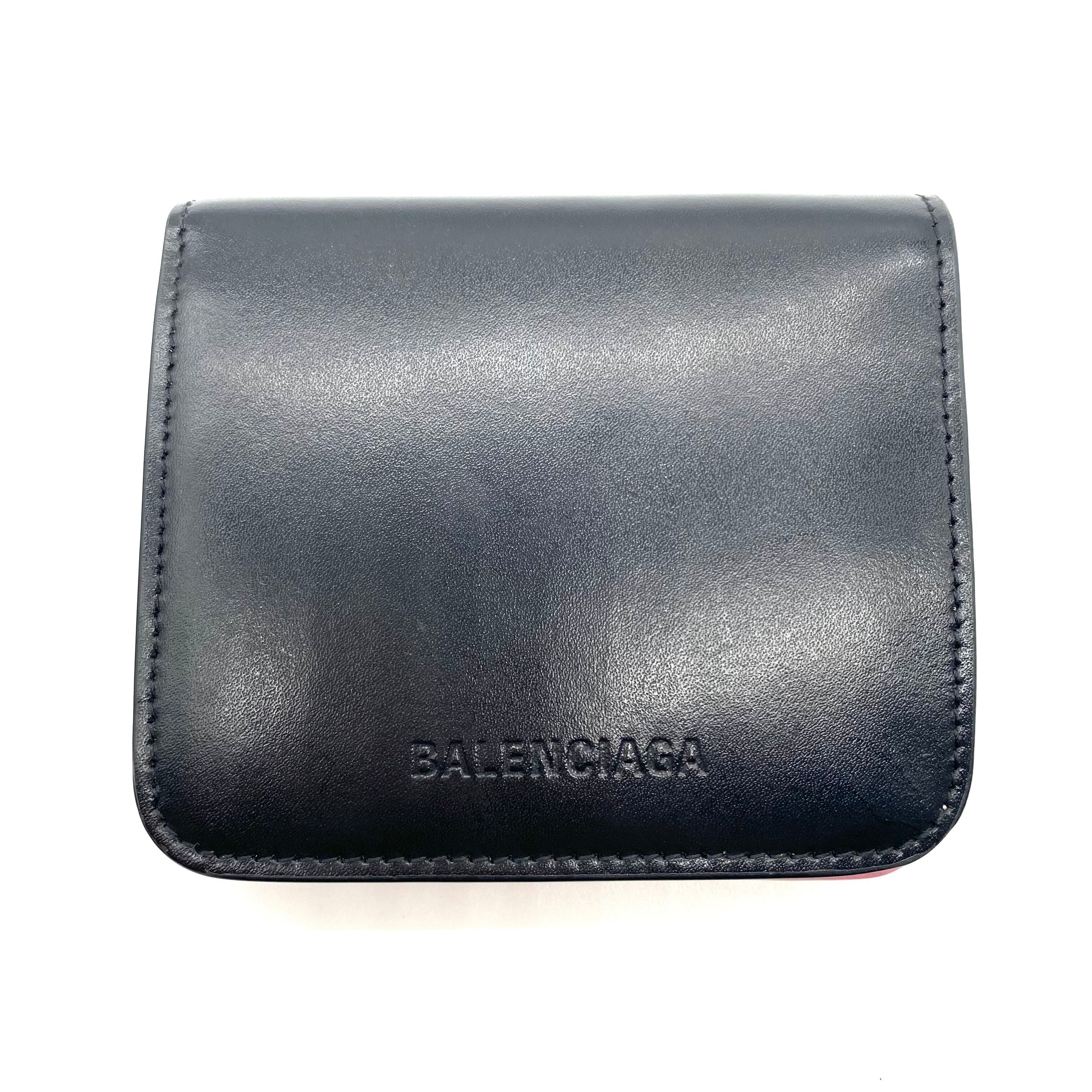 Balenciaga Balenciaga Leather Folding Wallet Black Pink Size ONE SIZE - 1 Thumbnail