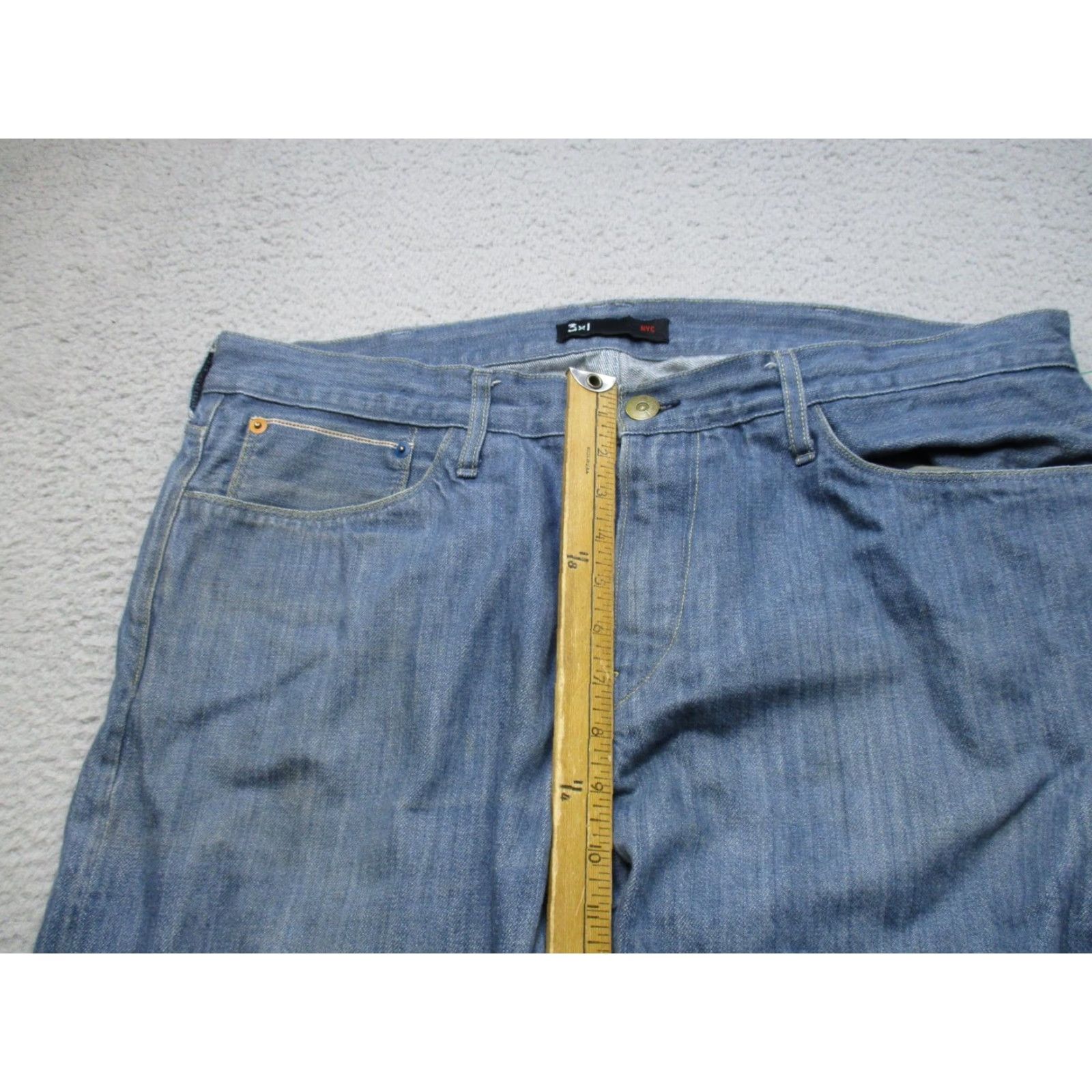 3x1 3x1 Jeans Mens 38 Blue Selvedge Denim Straight Leg Made In USA NYC Relaxed Fit Mens Jeans Blue Light Wash Straight Leg 38 Size US 38 / EU 54 - 6 Thumbnail