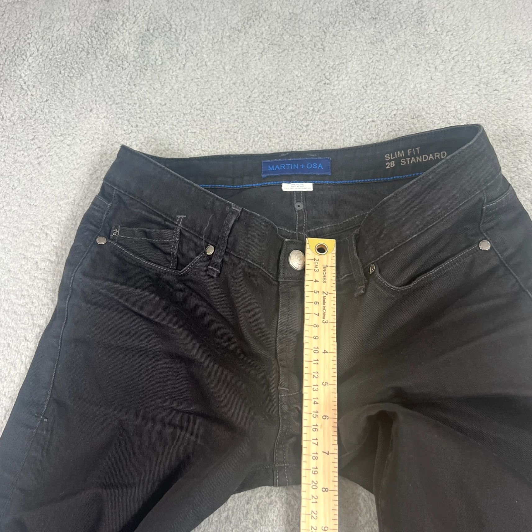 Denime Martin + Osa Jeans Womens 28 Slim Fit Black Denim Skinny Stretch Size 28" / US 6 / IT 42 - 3 Thumbnail