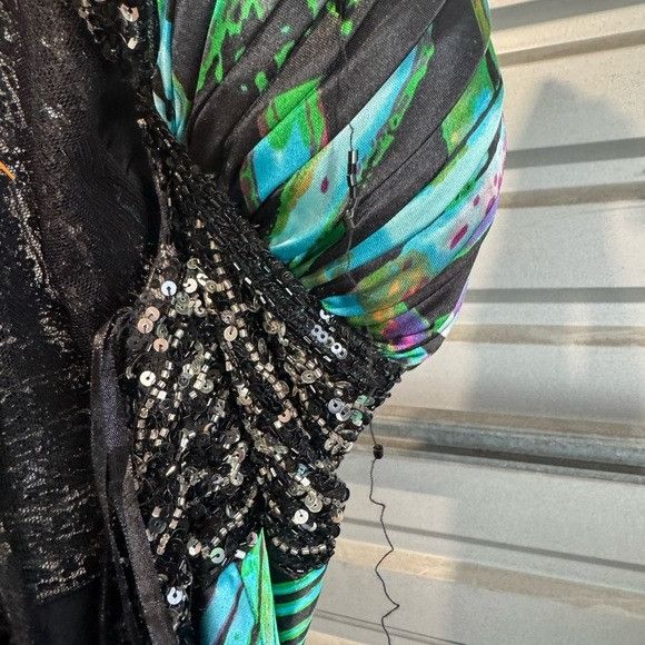 Designer NWT Windsor Black and Green Swirl Maxi Dress Sz 6 Size M / US 6-8 / IT 42-44 - 7 Thumbnail