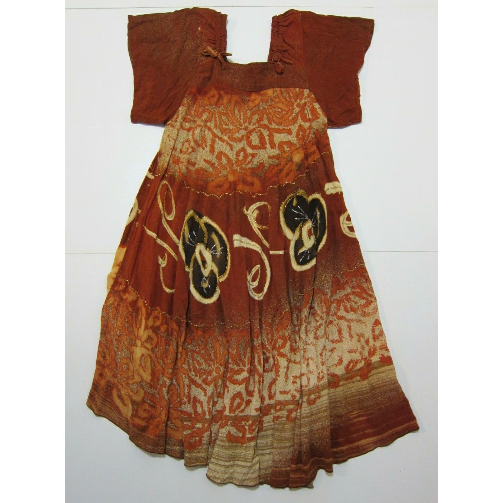 Vintage **Rossy Indonesia Batik Floral Maxi Kaftan Dress Women Size M Brown** User: Rossy Indonesia Batik Floral Maxi Kaftan Dress Women Size M Brown Size M / US 6-8 / IT 42-44 - 2 Thumbnail