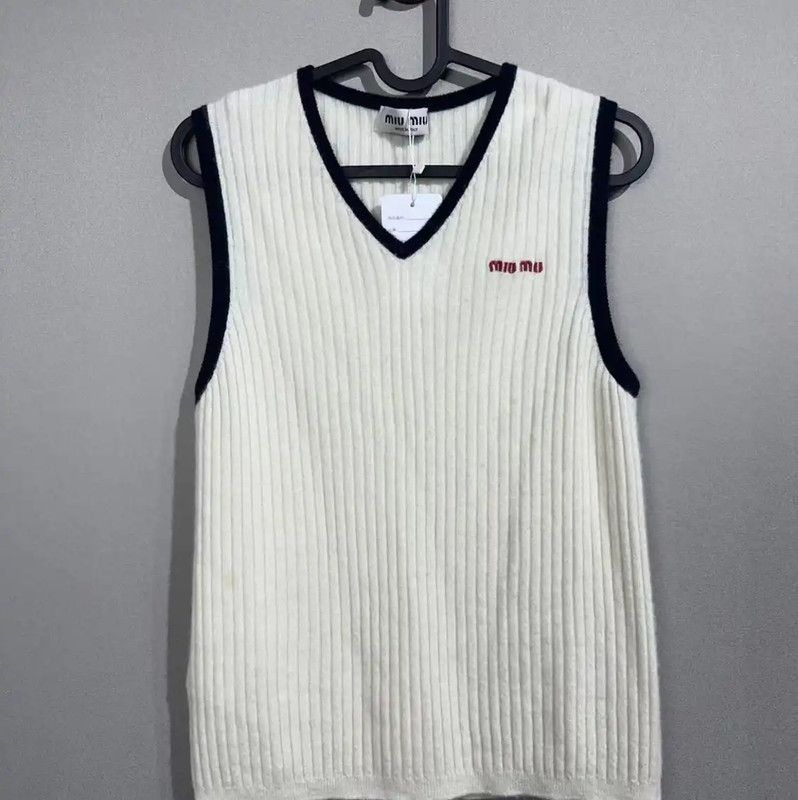 Miu Miu Miu Miu White Cotton Blend Pullover Sweater 0089 Size ONE SIZE - 1 Thumbnail