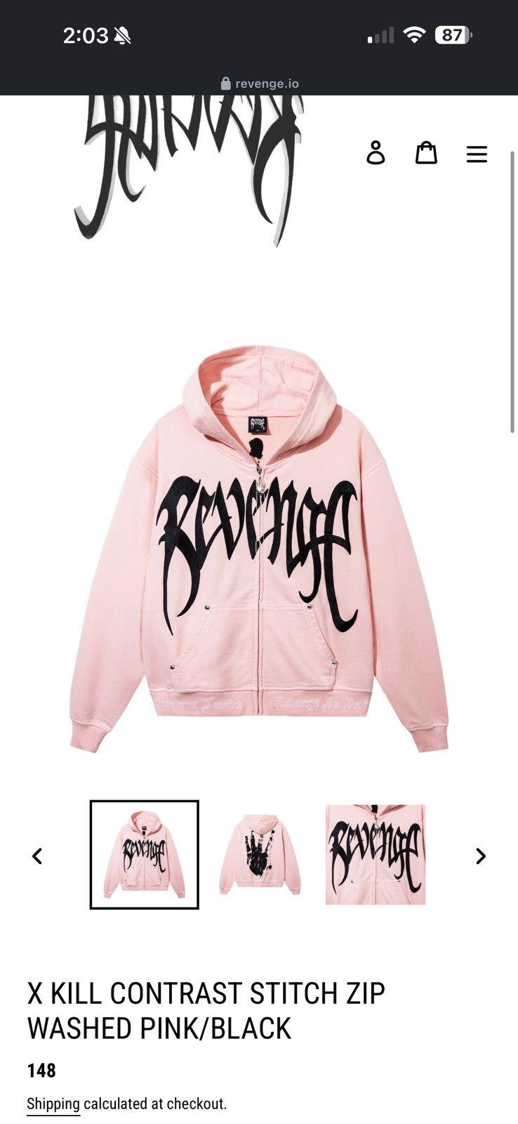 Revenge Revenge X Kill Contrast Stitch Zip Washed Pink/Black Size US M / EU 48-50 / 2 - 2 Thumbnail
