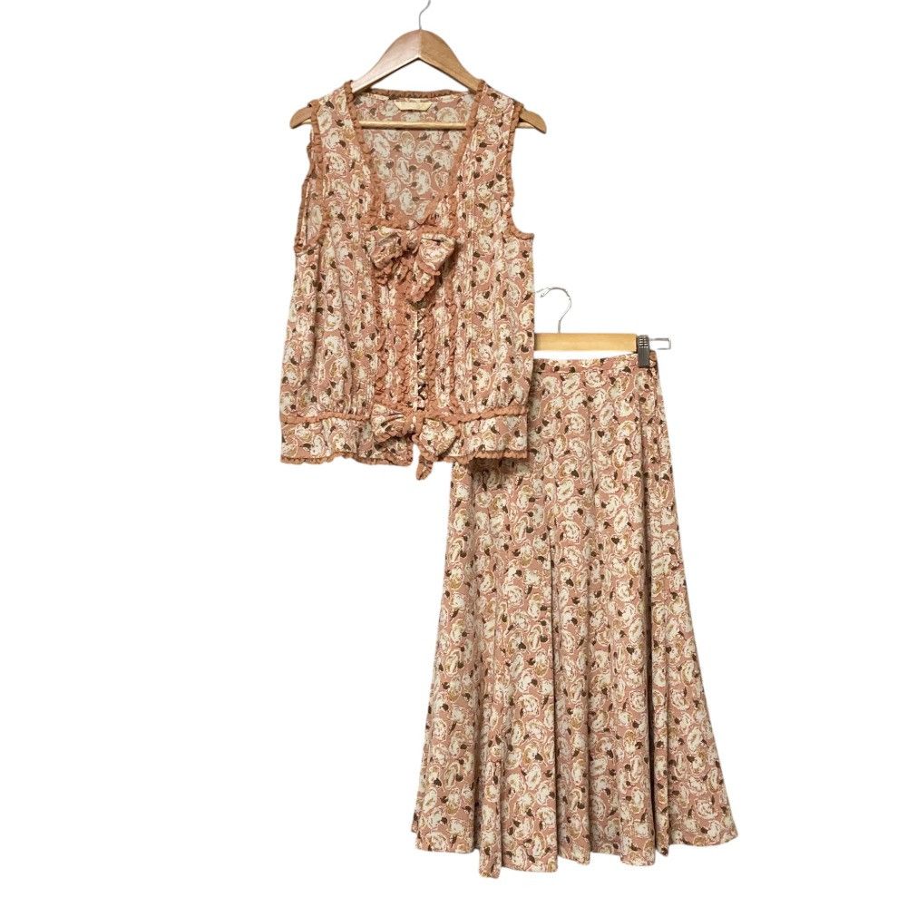 Other Other Pink House Ribbon Frill Sleeveless Blouse Long Skirt Set Textile Tops DUTY FREE for USA Size ONE SIZE - 1 Thumbnail