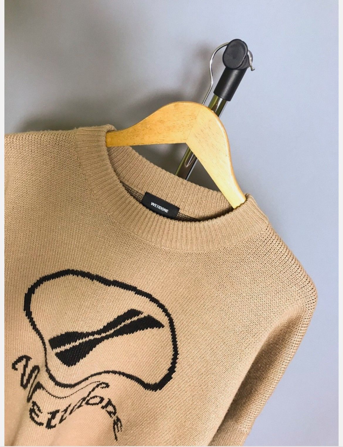Japanese Brand × WE11DONE we11done LOGO JQD SWEATER mens beige knit Size US M / EU 48-50 / 2 - 3 Thumbnail