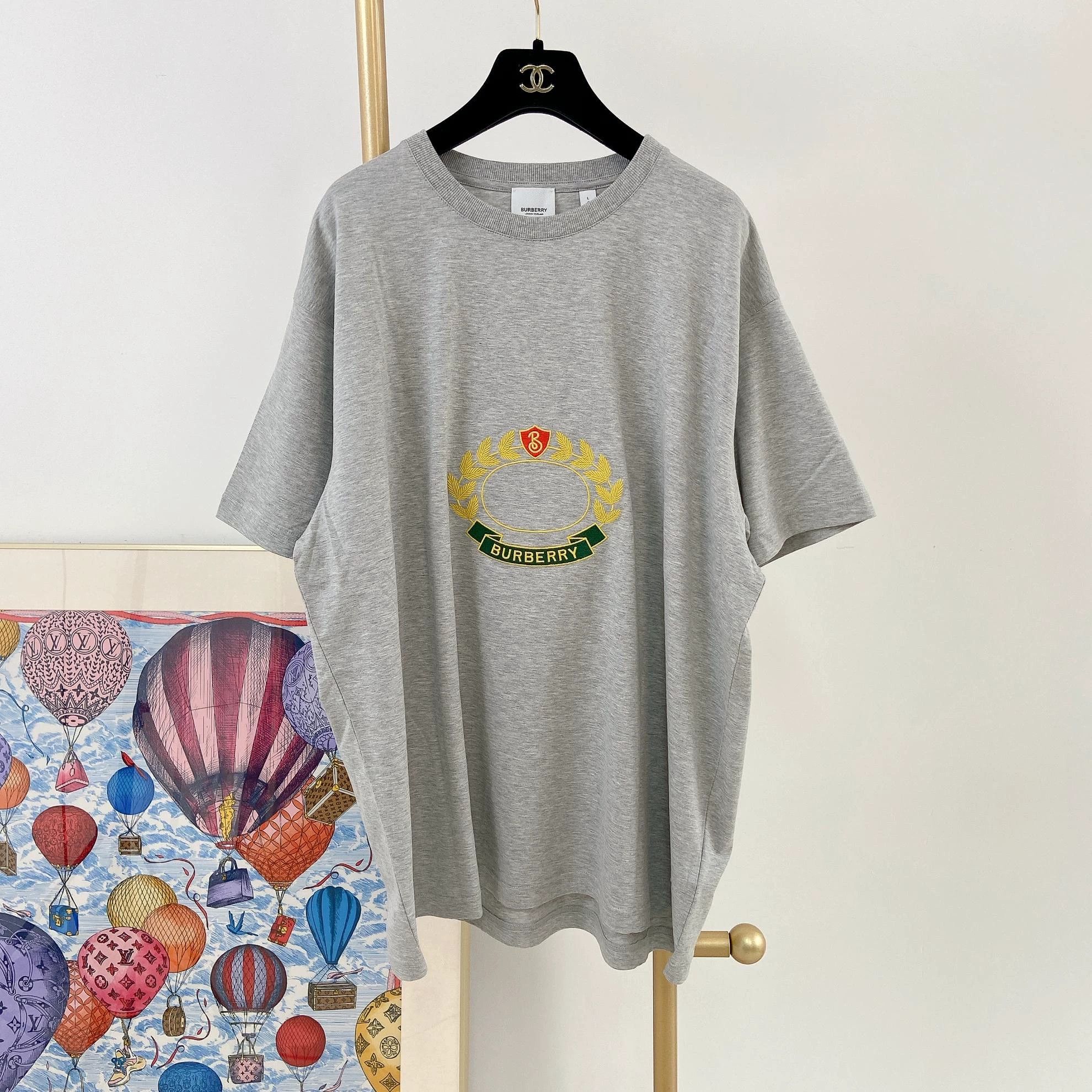 Burberry Burberry Gray Embroidered T-Shirt L with Tags 8062 Size US L / EU 52-54 / 3 - 2 Thumbnail