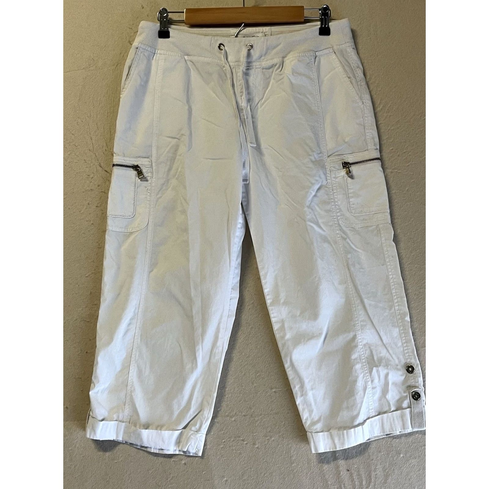 Calvin Klein Calvin Klein Jeans Cropped Pants White Size M-L Regular Twill Cotton Women Pants Crop Beach Summer Vacation Straight Front Zip Size 32" / US 10 / IT 46 - 2 Thumbnail