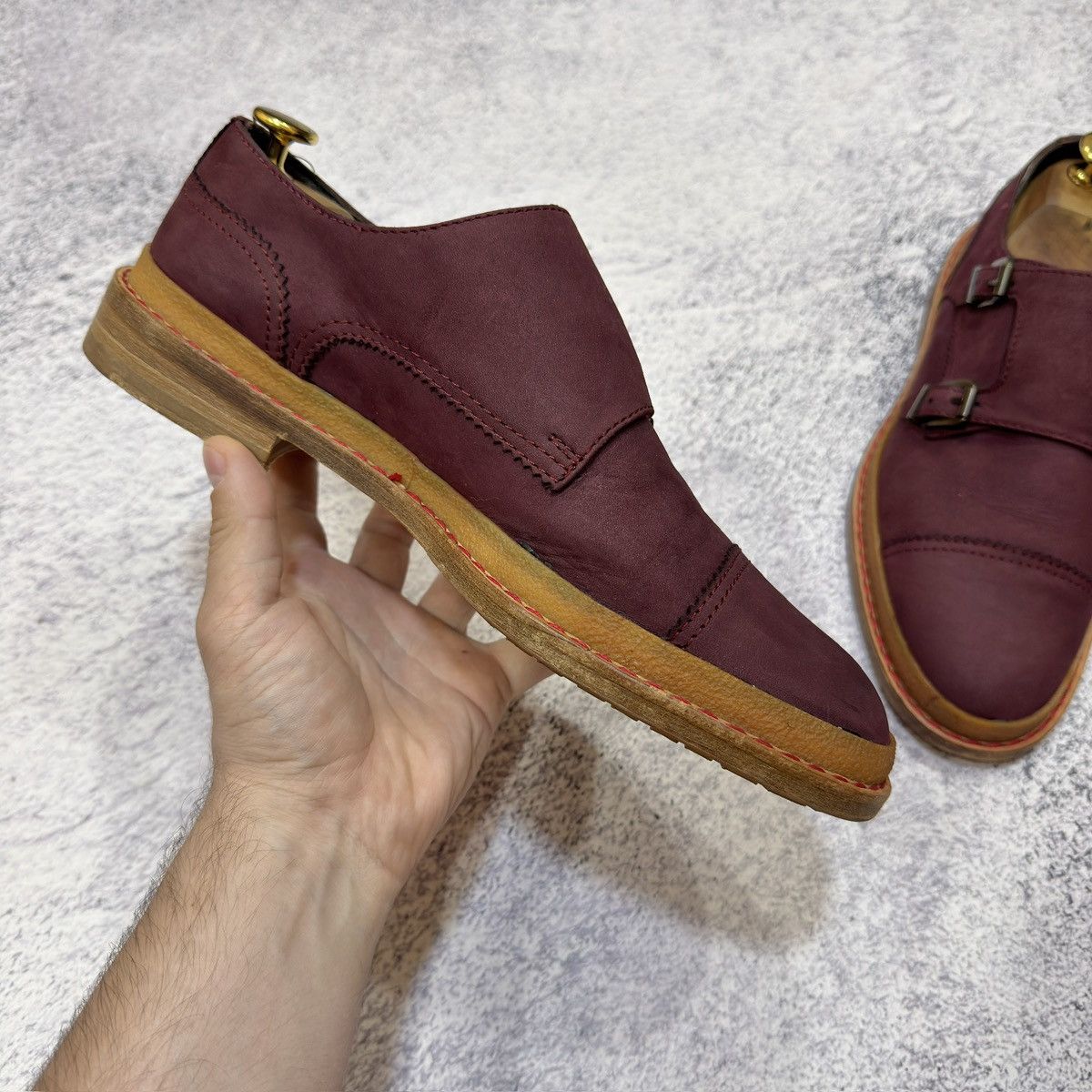 Pollini Pollini Mens Nubuck Leather Double Monk Shoes US9 UK8 EU42 Size US 9 / EU 42 - 6 Thumbnail