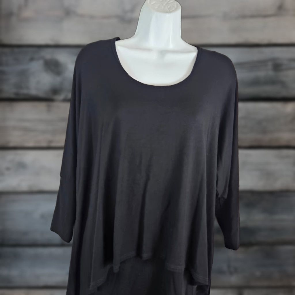 Vintage Testimony Los Angeles Blouse Shirt Women L Black 3/4 Sleeve Solid Top Vintage No Sz Large Mens Womens Girls? Size L / US 10 / IT 46 - 1 Thumbnail