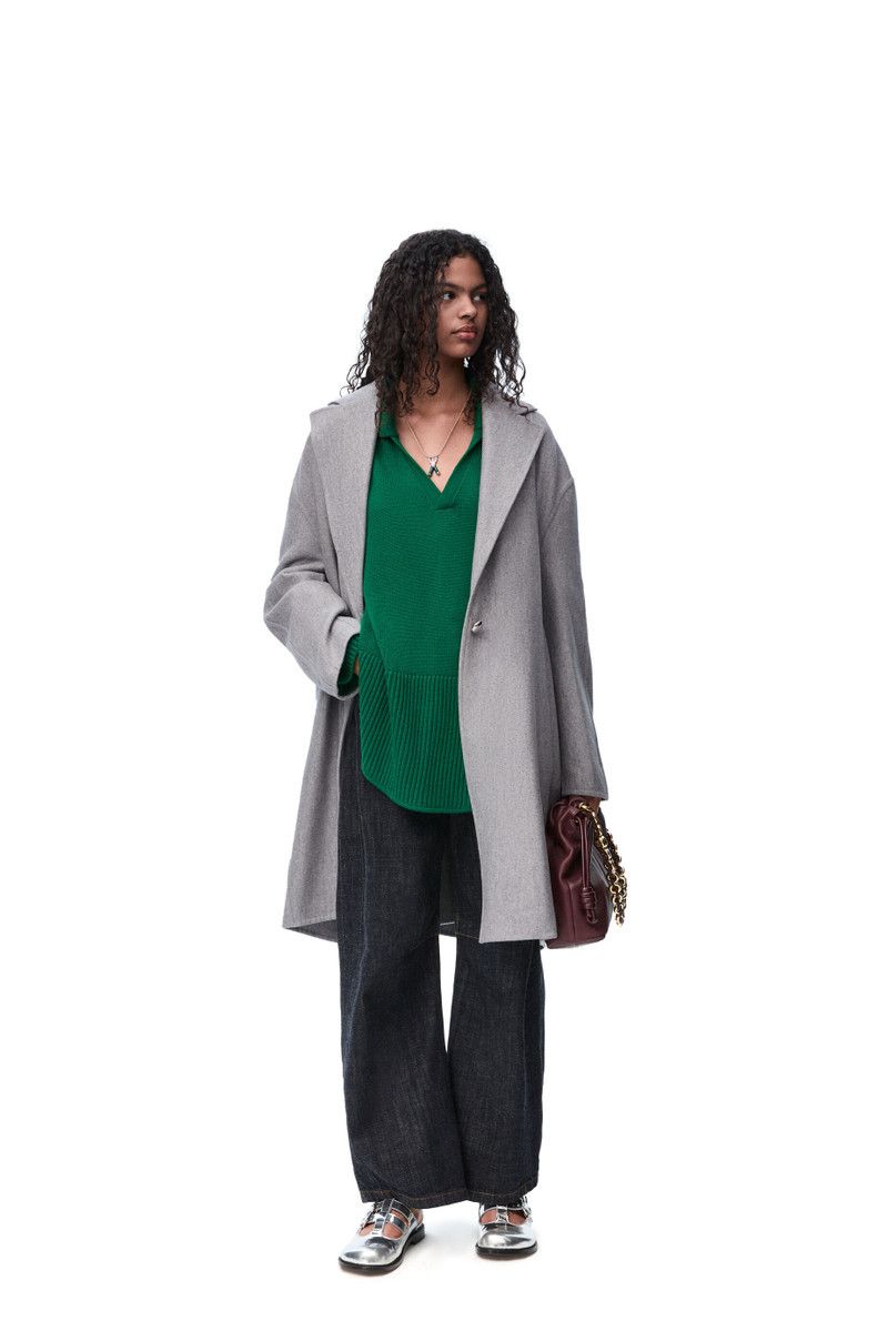 Loewe o1in1g0426 Pebble Coat in Wool and Cashmere in Light Grey Size S / US 4 / IT 40 - 2 Thumbnail