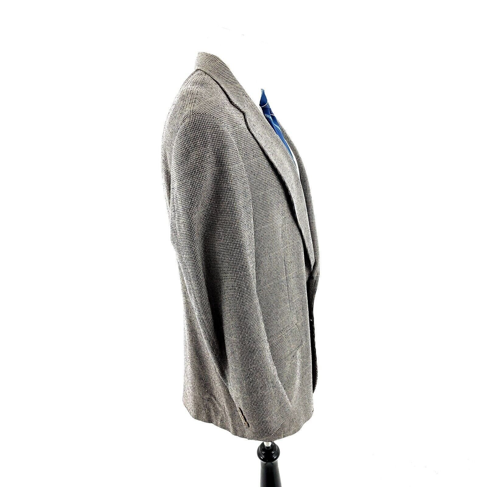 Jos. A. Bank Jos A Bank 100% Silk 2 Button Sport Coat Blue Tan Check W/ G Size 42R - 6 Thumbnail