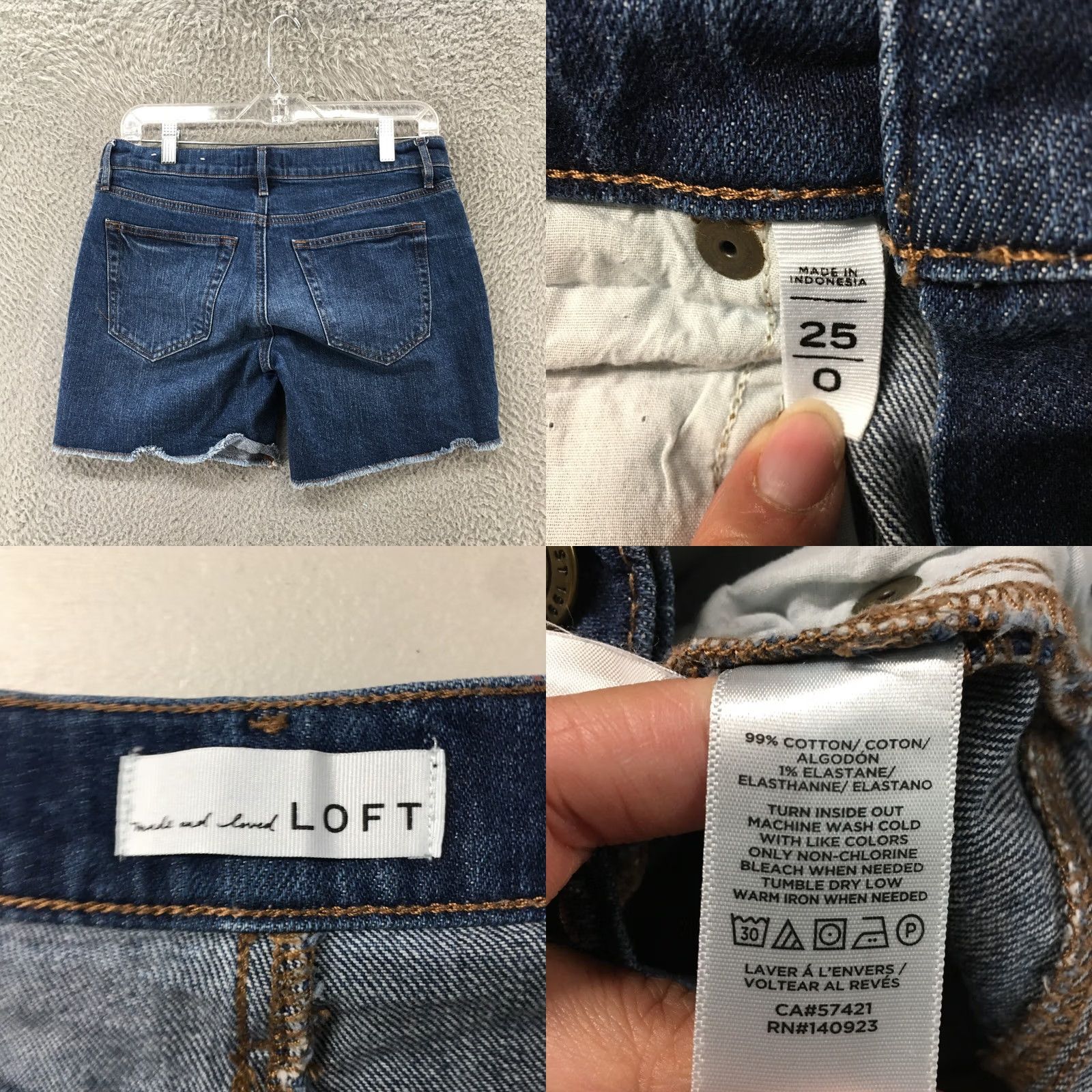 Loft LOFT Jeans Shorts Denim 25 Blue Mid Rise Dark Wash Casual Zip 5-Pocket Womens Size 42" / US 20 - 8 Thumbnail