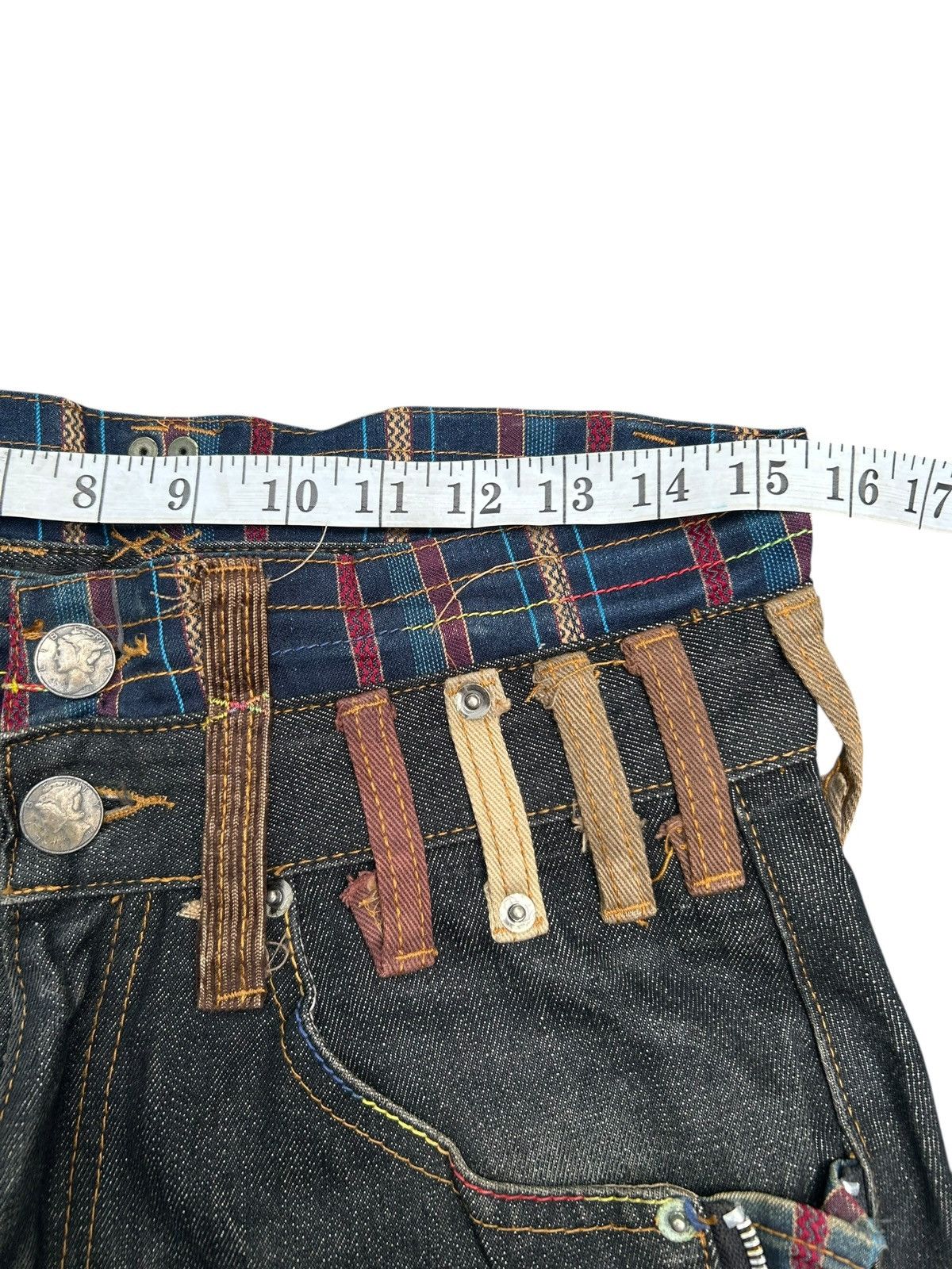 Japanese Brand × Kapital × Vintage Double Waist Japanese Punk Bondage Denim Jeans Size US 31 - 15 Thumbnail