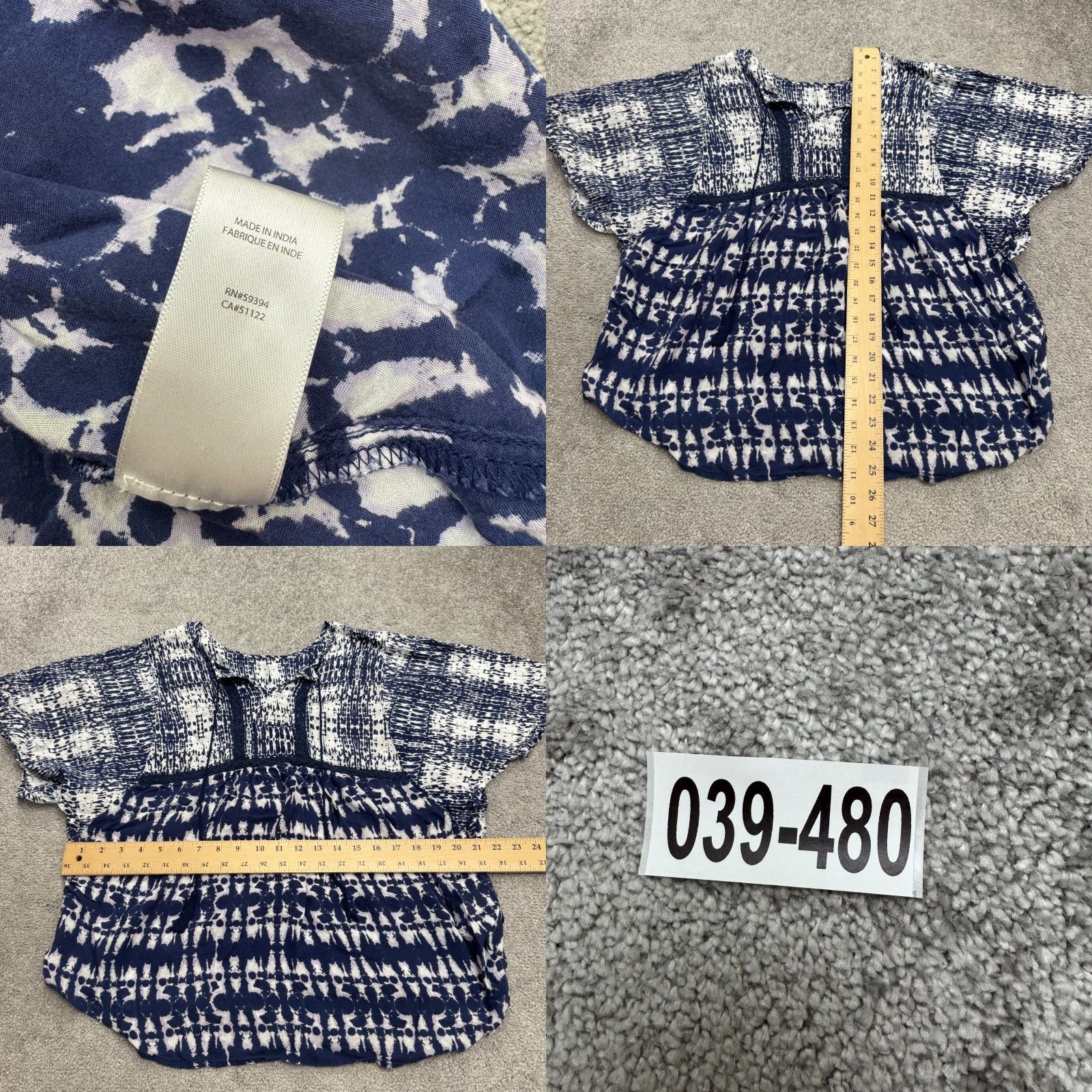 Vintage VINTAGE Beach Lunch Lounge Blouse Shirt Womens 1X Blue White Boho Tie-Dye Dolman Sleeve V-Neck Casual Beach Peasant Top Mens? Size XL / US 12-14 / IT 48-50 - 8 Thumbnail