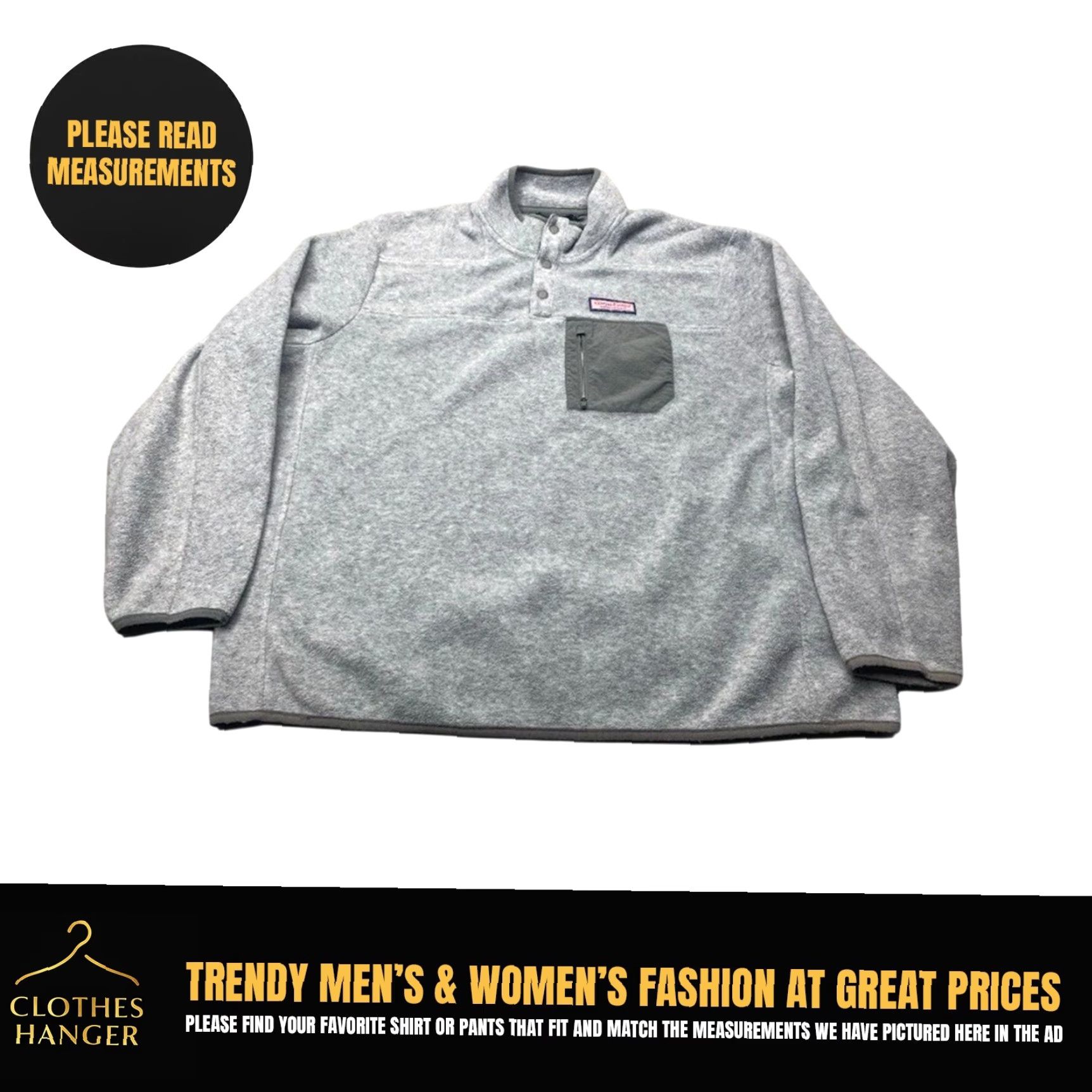 Vineyard Vines Vineyard Vines 1/4 Snap Pullover Fleece Sweater Mens 2XL Gray Active Golf 8276 Size US XXL / EU 58 / 5 - 2 Thumbnail