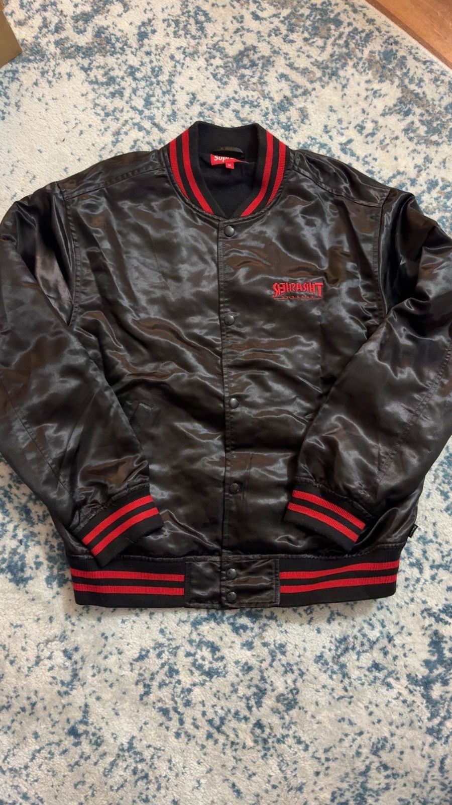 Supreme Thrasher Satin Varsity Jacket Sz M - Main Image