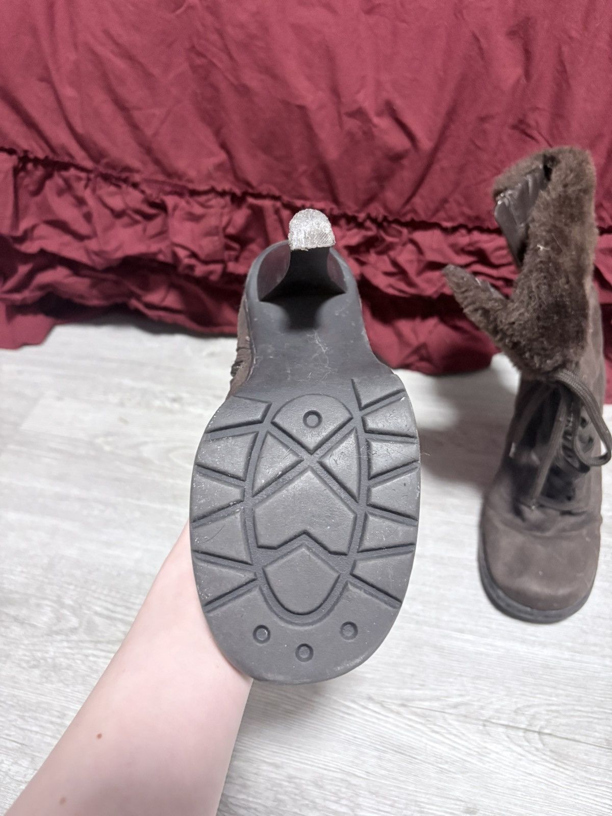 Le Chateau Brown Fur Heel Boots Size US 7.5 / IT 37.5 - 3 Thumbnail
