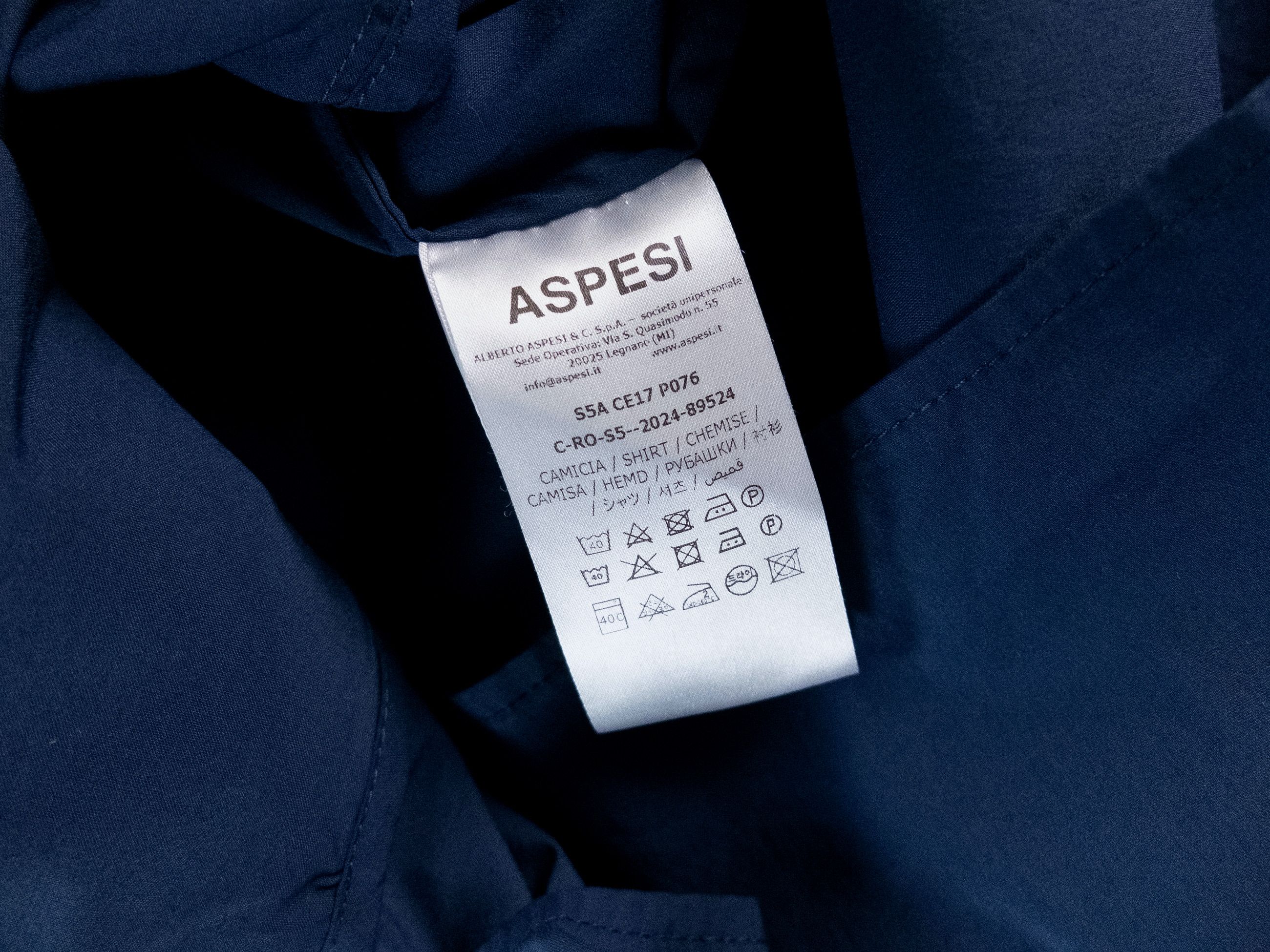 Aspesi ASPESI Arch solid blue cotton blend shirt Medium Size US M / EU 48-50 / 2 - 12 Thumbnail