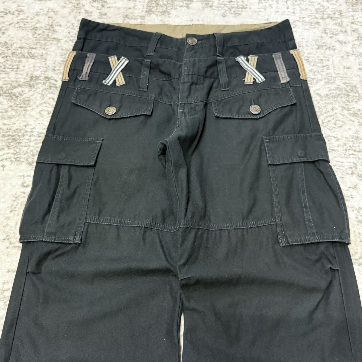 Japanese Brand Japanese Brand Double Waist Cut And Sew Loose Cargo Pants Size US 32 / EU 48 - 3 Thumbnail