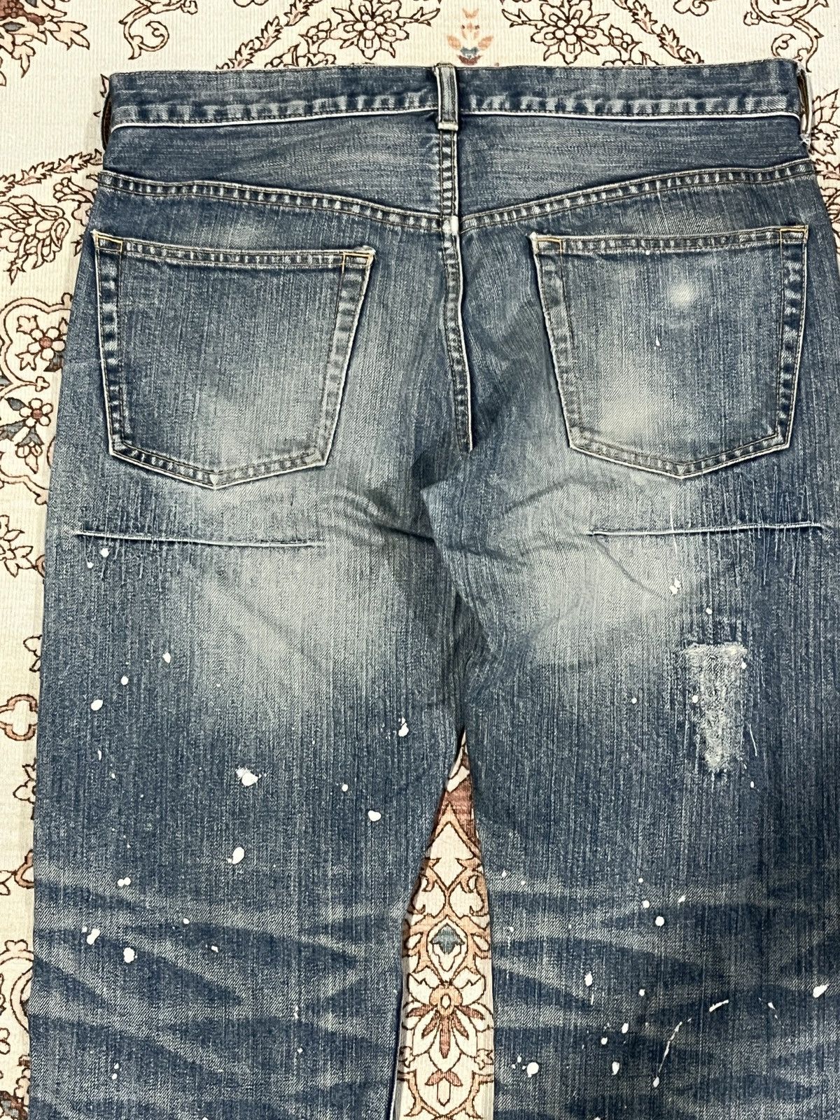 Japanese Brand WASHED DENIM PAINT SPLATTER DISTRESSED JEANS NOT HELMUT LANG Size US 31 - 14 Thumbnail