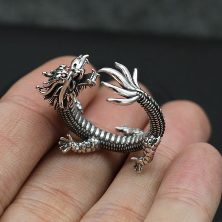 VIBE Retro Men's Open Dragon-Head Ring Size ONE SIZE - 3 Thumbnail
