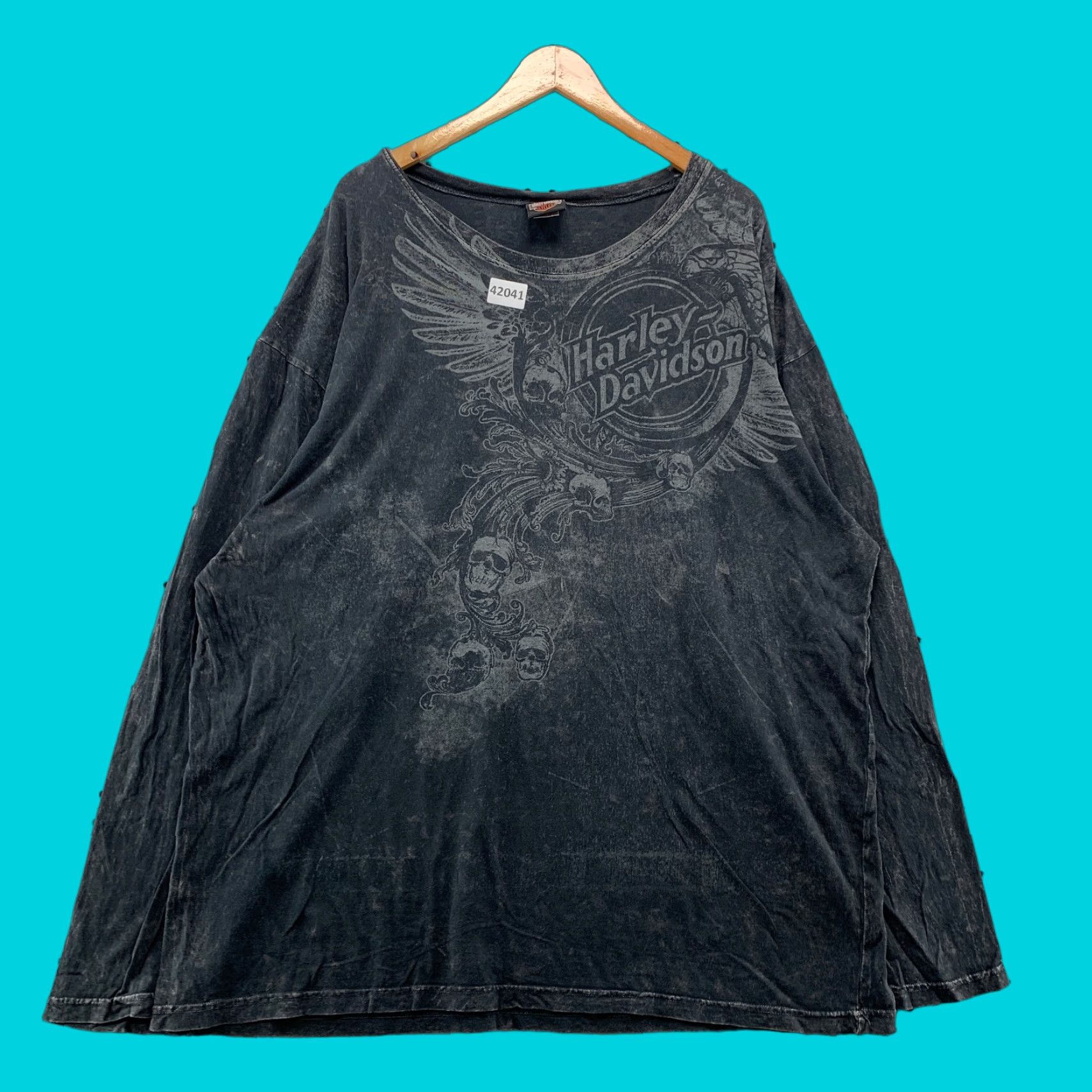 Harley Davidson VINTAGE Harley Davidson T-Shirt Men 2XL Faded Black Skeleton Skull Graphic Print Crew Neck Summer Seasonal Size US XXL / EU 58 / 5 - 1 Thumbnail