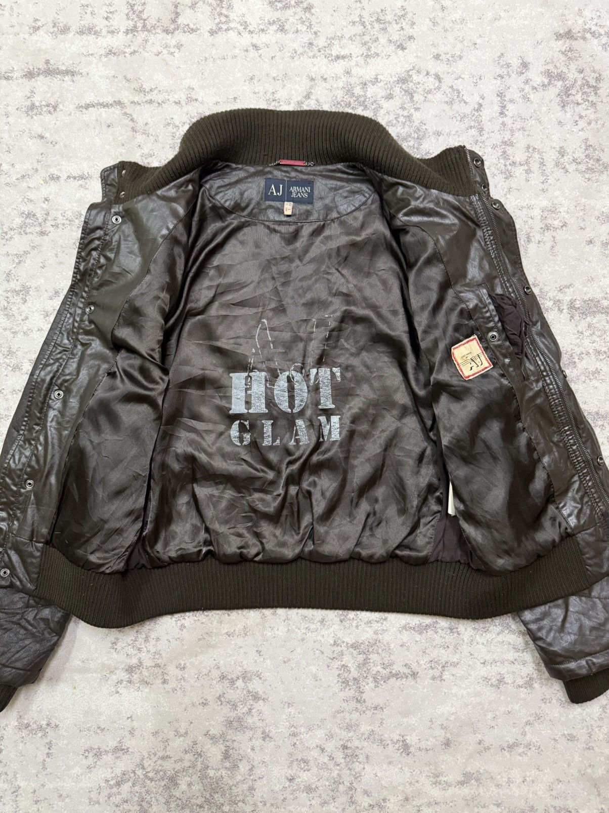 Armani Armani Jeans Men’s Polyurethane Knit Colar Wax Bomber Jacket Size US M / EU 48-50 / 2 - 7 Thumbnail