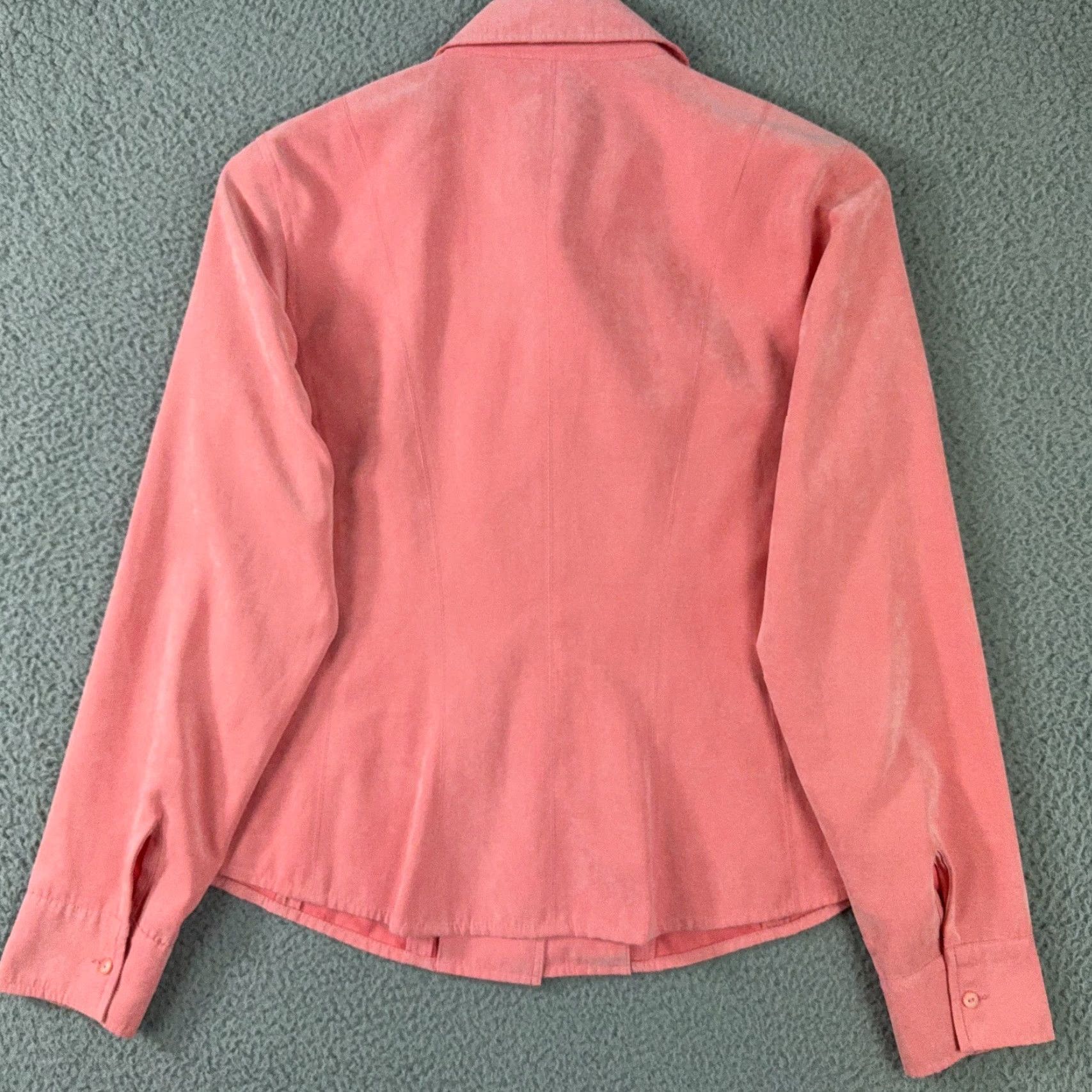 Talbots VINTAGE Talbots Shirt Womens SP Coral Faux Suede Button Up Long Sleeve Soft Top Size S / US 4 / IT 40 - 2 Thumbnail