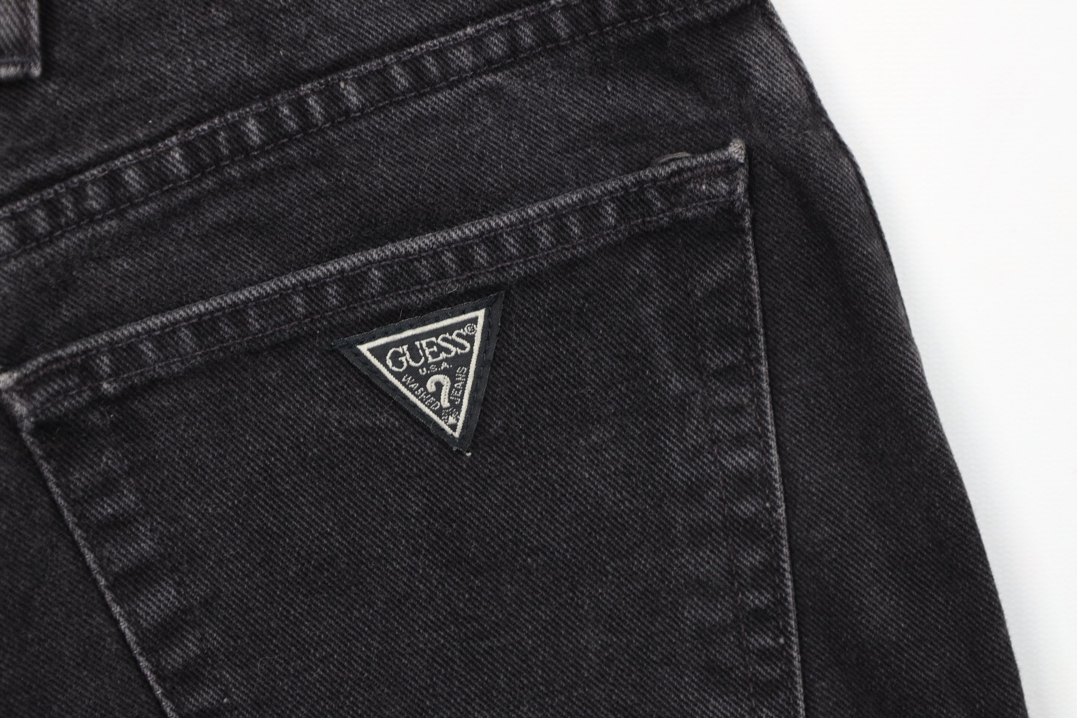 Guess Vintage 90s Guess Spell Cut Off Denim Jean Shorts Black USA Size 27" / US 4 / IT 40 - 12 Thumbnail