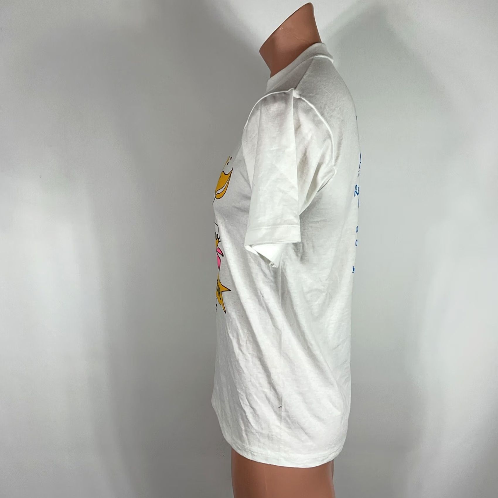 Jerzees VINTAGE Jerzees Golden Age Games T-shirt Mens Medium White Crew Neck Short Sleeve Florida Neon Graphic Print 20 years USA MADE Size US M / EU 48-50 / 2 - 7 Thumbnail
