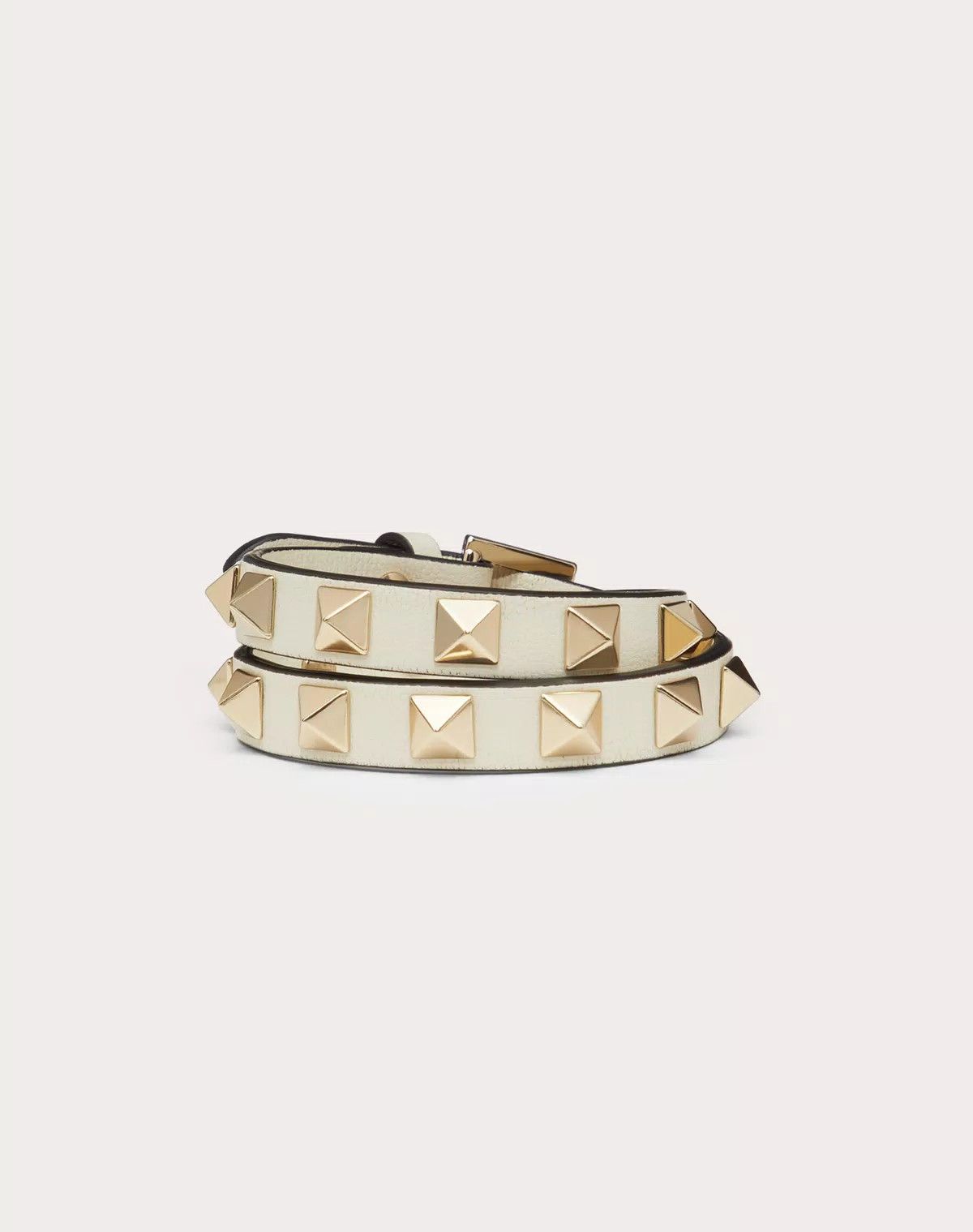 Valentino oc11z0725 Size:OS/Calfskin Double-Strap Bracelet in White Size ONE SIZE - 1 Thumbnail