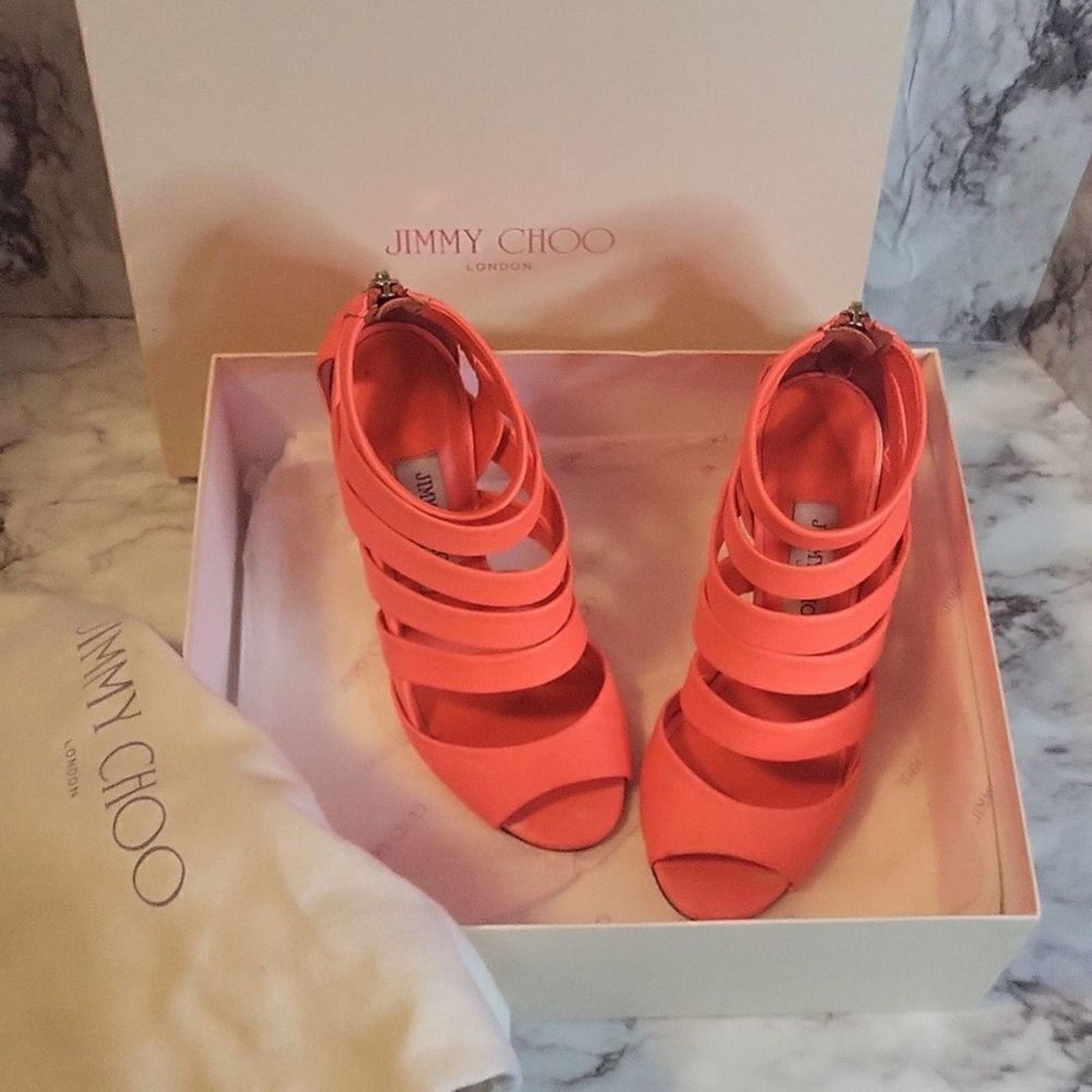 Jimmy Choo Jimmy Choo Damsen Neon Flame Nappa Leather Sandals Heels 6.5 Size US 6.5 / IT 36.5 - 3 Thumbnail