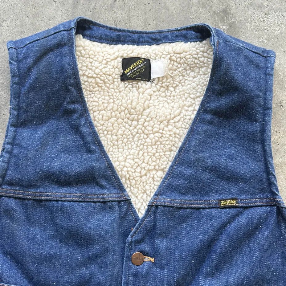 JCPenney Vintage 70s Maverick Denim Vest Sherpa Lined Size Large Size US L / EU 52-54 / 3 - 3 Thumbnail