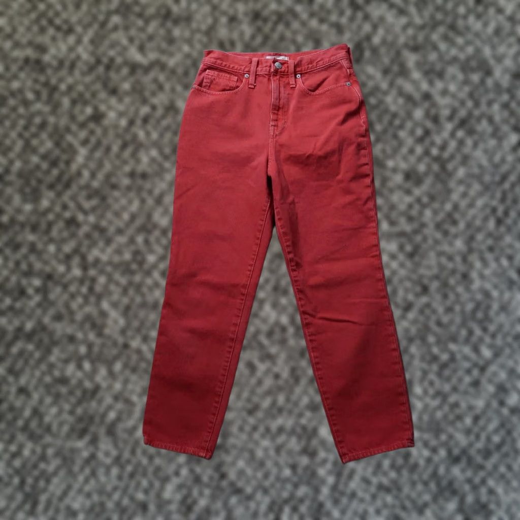 Madewell Madewell Jeans Women's 26 Red Denim High Rise 5-Pocket Stretch Modern Classic Mom Fit Maternity not applicable Size 26" / US 2 / IT 38 - 1 Thumbnail