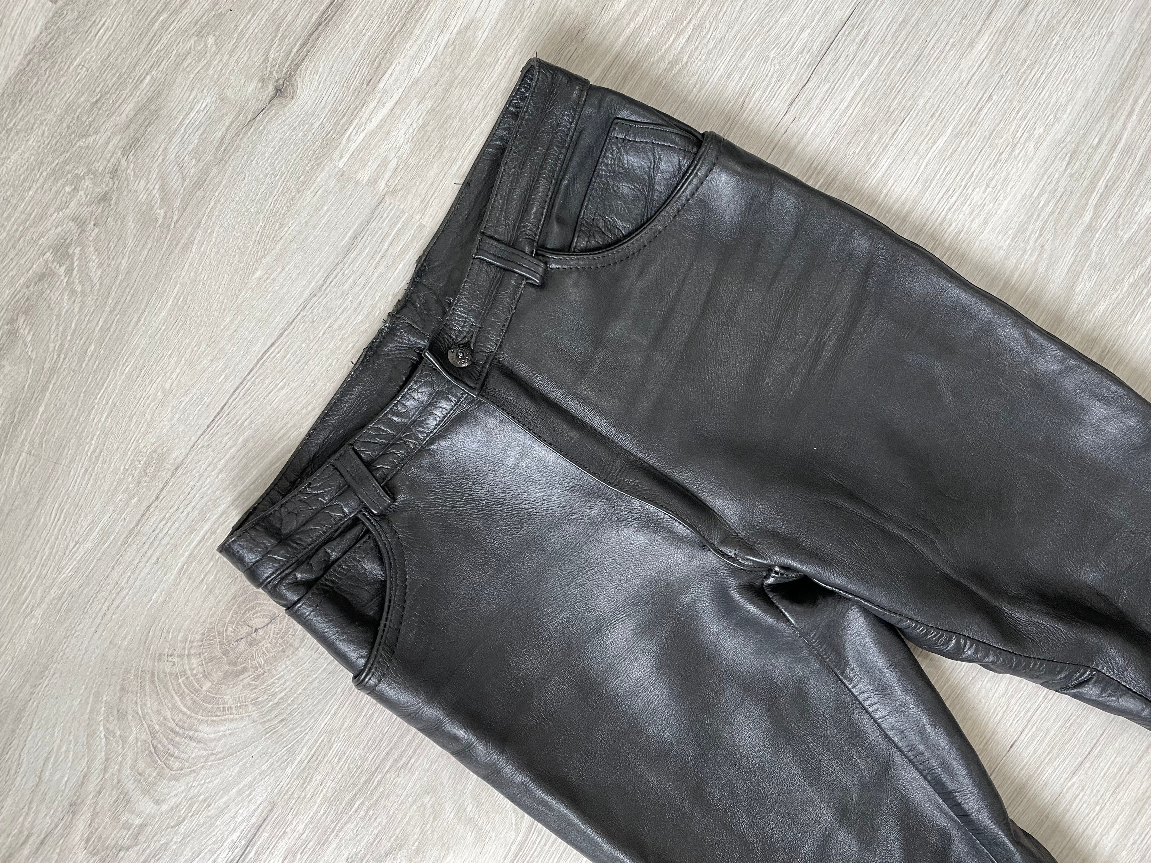 Pre-owned Leather X Moto Vintage Leather Pants Motorcycle Bike In Black