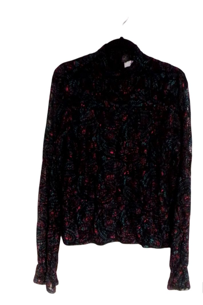 Other Black and Paisley Print Lace Front Long Sleeves Top Size M / US 6-8 / IT 42-44 - 5 Thumbnail
