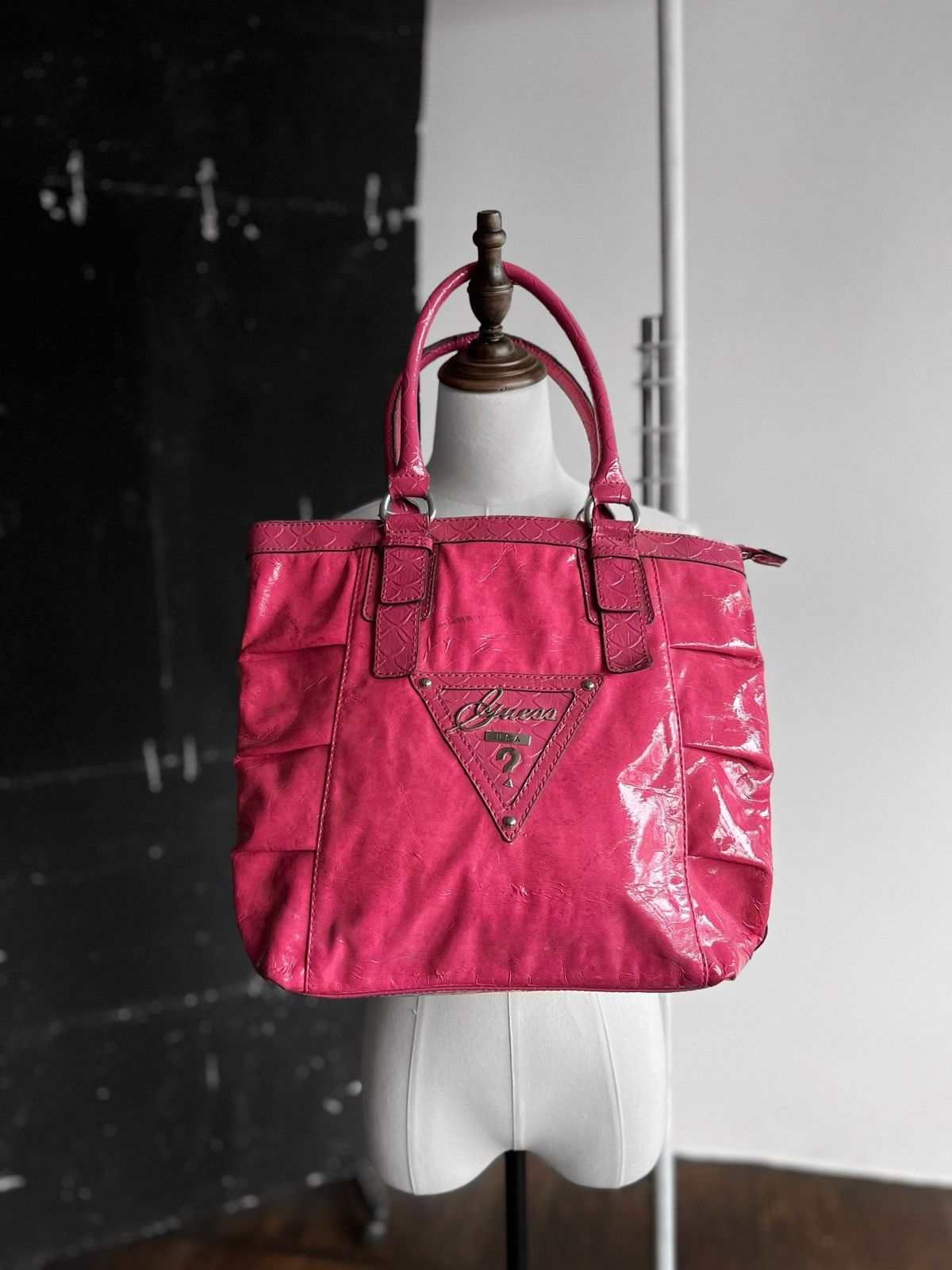 Guess × Streetwear × Vintage Guess Canary Shine Vintage 90s Pink Tote  Handbag Big Logo | Grailed