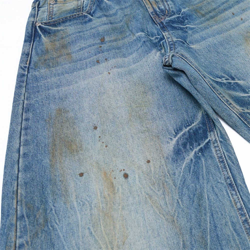 Vintage Men's loose washed ink-splashed distressed scimitar jeans Size US 32 / EU 48 - 4 Thumbnail
